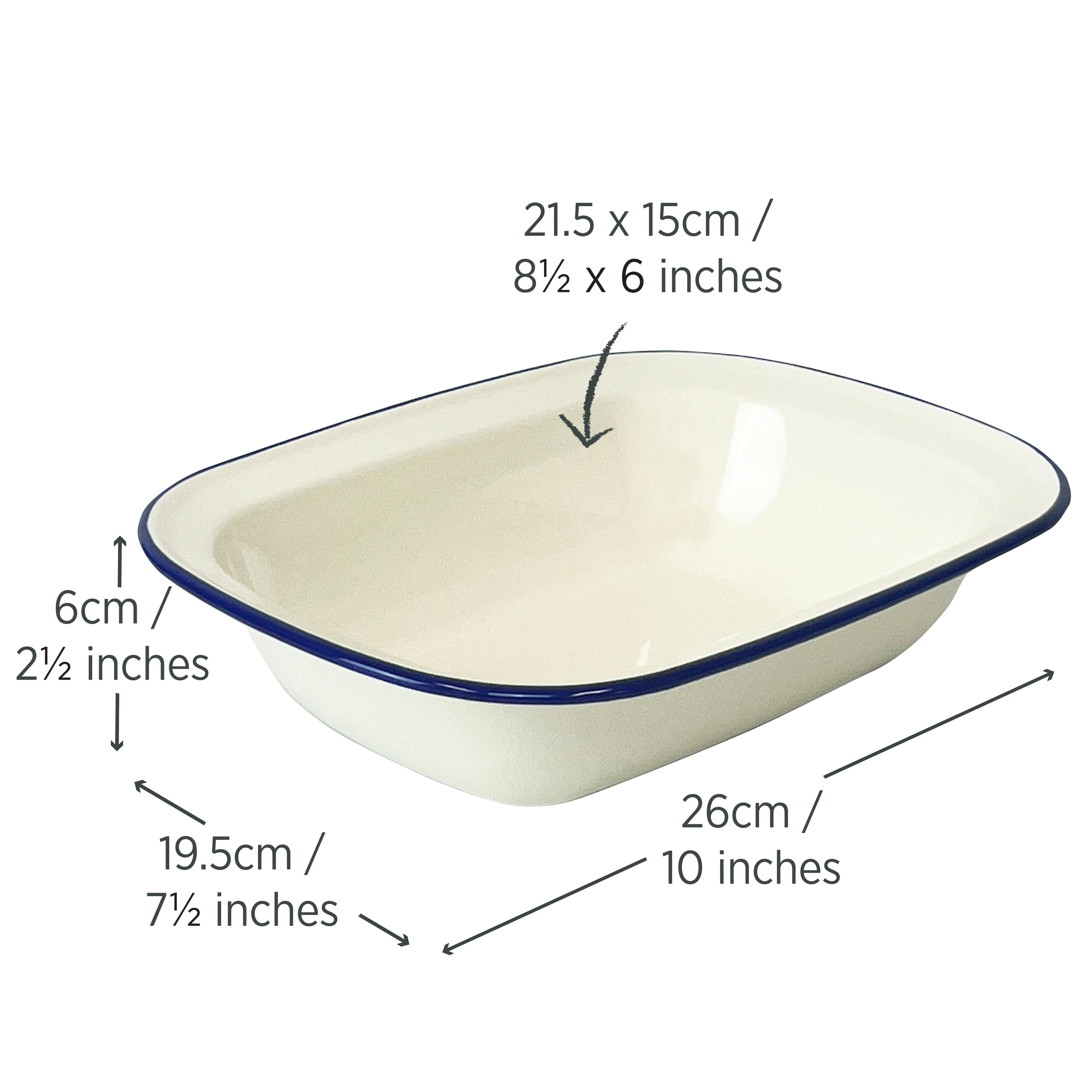 Premium Enamel Oblong Pie Dish 1L - Durable Baking Pan for Apple Pies, Quiches & Casseroles - Perfect for Thanksgiving, Christmas & Family Gatherings