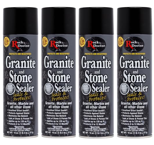 Rock Doctor Granite Sealer - Water-Based Stain Protection for Marble, Stone & Tile Countertops | Streak-Free Finish | Indoor & Outdoor Use | 4-Pack | Perfect for Kitchen, Bathroom & Outdoor Stone Surfaces