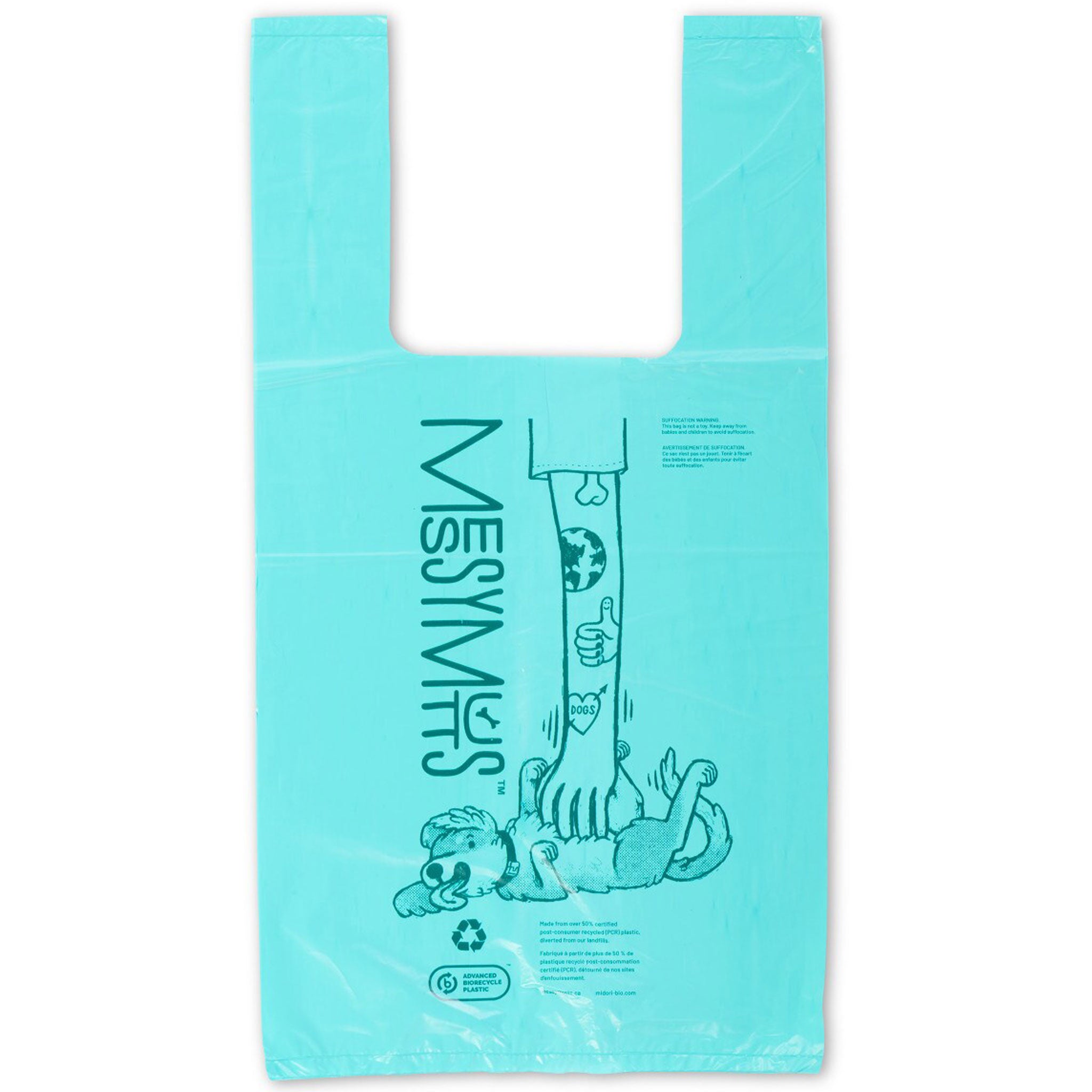 Messy Mutts Tie Up Handle Poop Bags for Dogs - Blue | Leak-Proof & Scented Waste Bags for Easy Cleanup | Perfect for Walks, Hikes & Park Visits