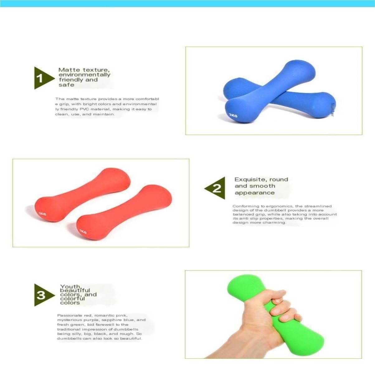 Home Fitness Dumbbells for Women - Bone Shaped Dumbbells for Arm Toning, Jump Rope Exercises & Yoga - Lightweight Workout Weights for Home Gym, Strength Training & Weight Loss