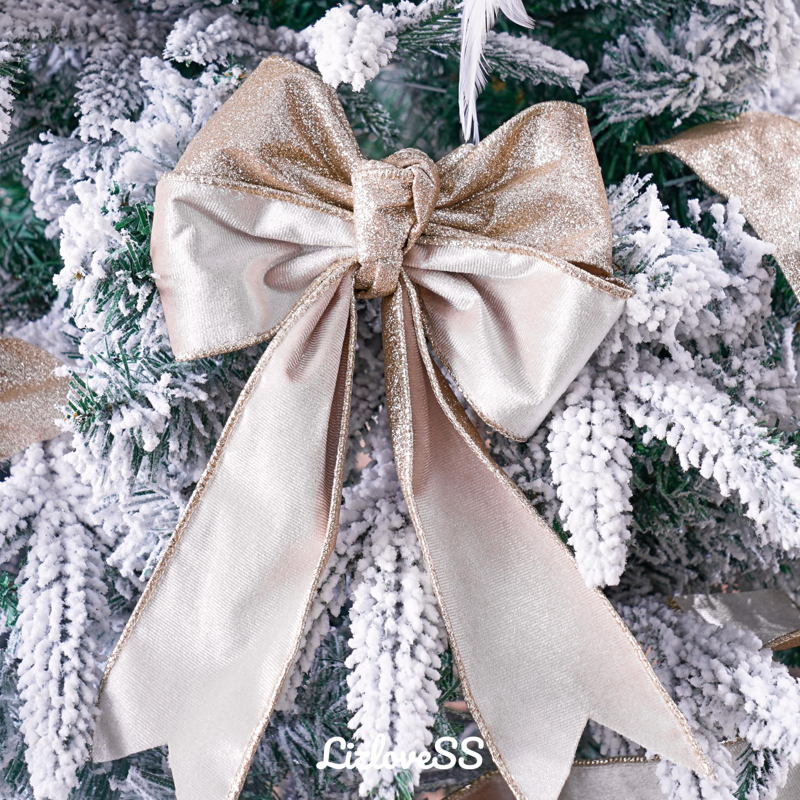Champagne Velvet Glitter Ribbon 2.5