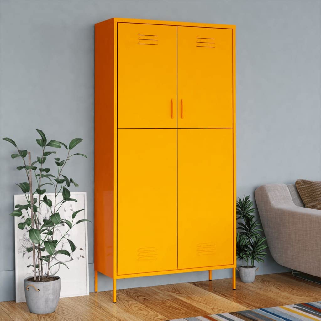 Sywamol Wardrobe Closet Organizer - Mustard Yellow Steel Clothes Storage Cabinet 35.4