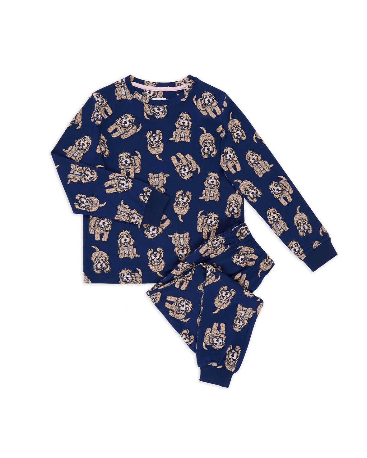 Cute Cockapoo Print Kids Long Sleeve Pajama Set - Soft & Comfortable Sleepwear for Boys and Girls - Perfect for Bedtime, Lounging & Family Movie Nights