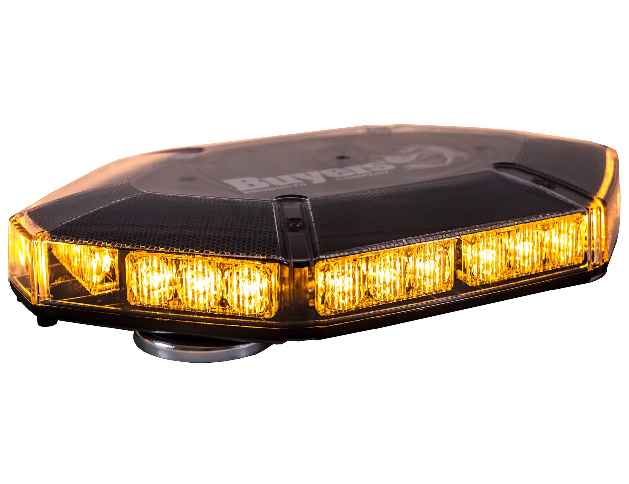 Buyers Products 8891100 17-Inch Amber Octagonal Mini LED Light Bar - 30 Super Bright LEDs, 25 Flash Patterns, 15-Foot Cable with On/Off Switch - Heavy Duty Warning Light for Work Trucks, Trailers, Construction Vehicles & Emergency Vehicles - Ideal for Roadside Safety, Traffic Control & Hazard Warning