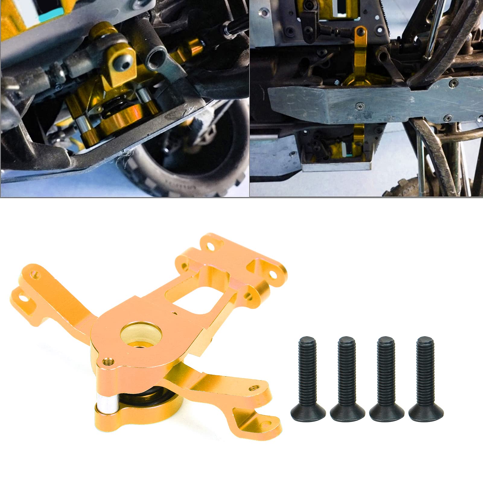 VGEBY Alloy Steering Bellcrank Assembly & Steering Post Holder - Compatible with Traxxas EREVO 2.0 & SUMMIT 1/10 RC Cars (Gold) - Upgrade for Precise Control & Durability in Off-Road Racing & Crawling