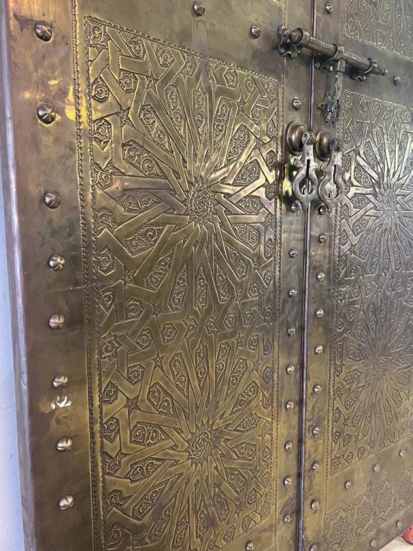 Handmade Designer Gold Moroccan Royal Double Door - Elegant Home Decor for Living Room, Bedroom & Entryway