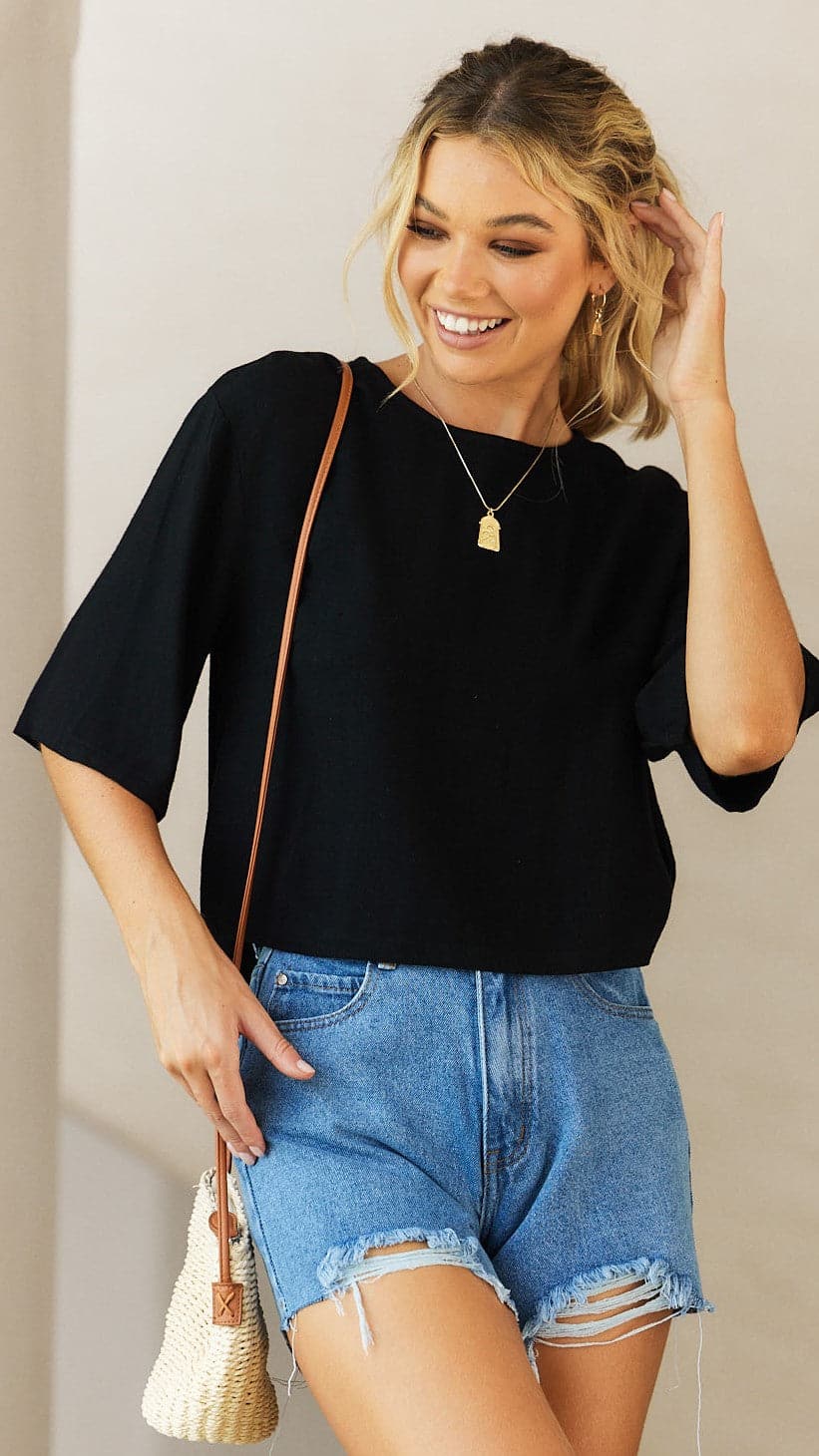 Charlotte Top - Women's Black Sleeveless Blouse for Casual Wear & Office Outfits