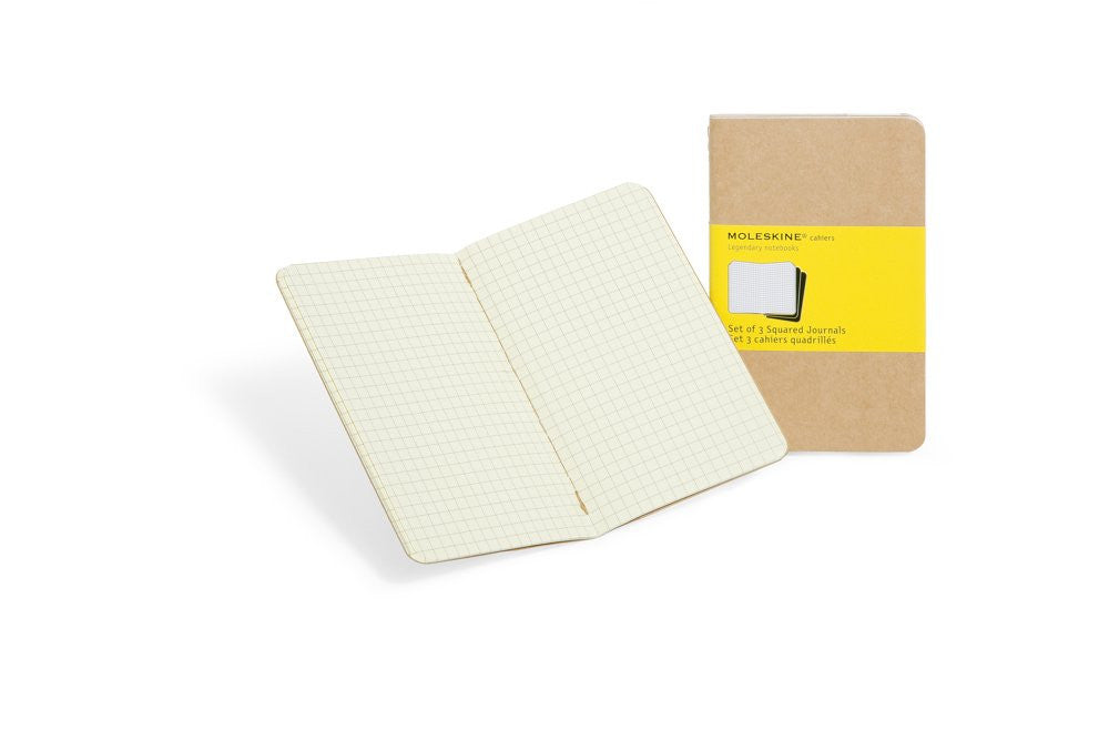 Premium Moleskine Squared Cahier Journal Set of 3 - Lined Notebooks for Writing, Sketching & Note Taking - Perfect for Students, Artists & Professionals - Durable Kraft Paper Cover