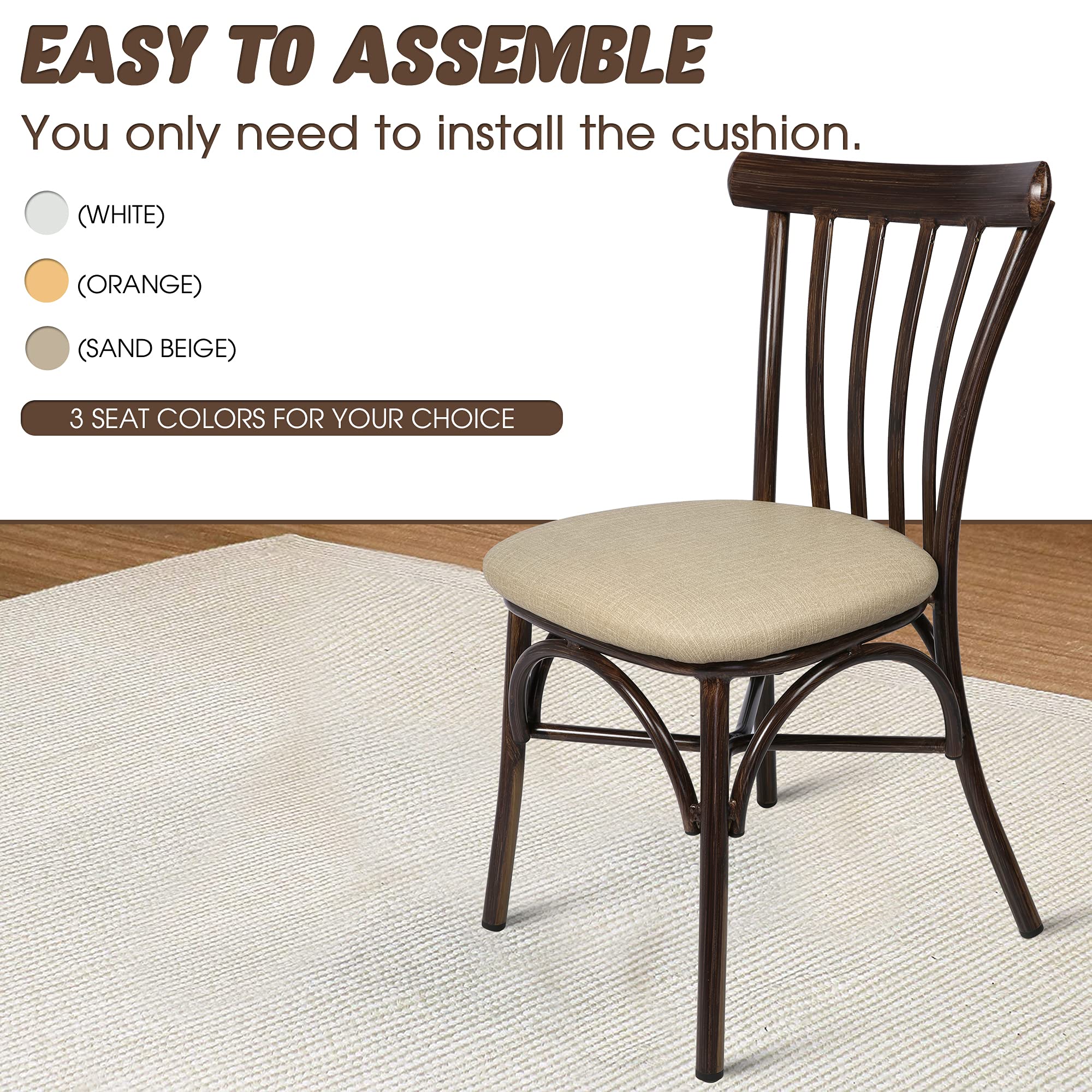 Modern Dining Chair Set of 2 - PU Leather Upholstered High Back Kitchen Chairs with Sturdy Aluminum Frame for Indoor/Outdoor Use (Sand Beige) - Perfect for Dining Room, Kitchen, Patio, and Restaurant Seating