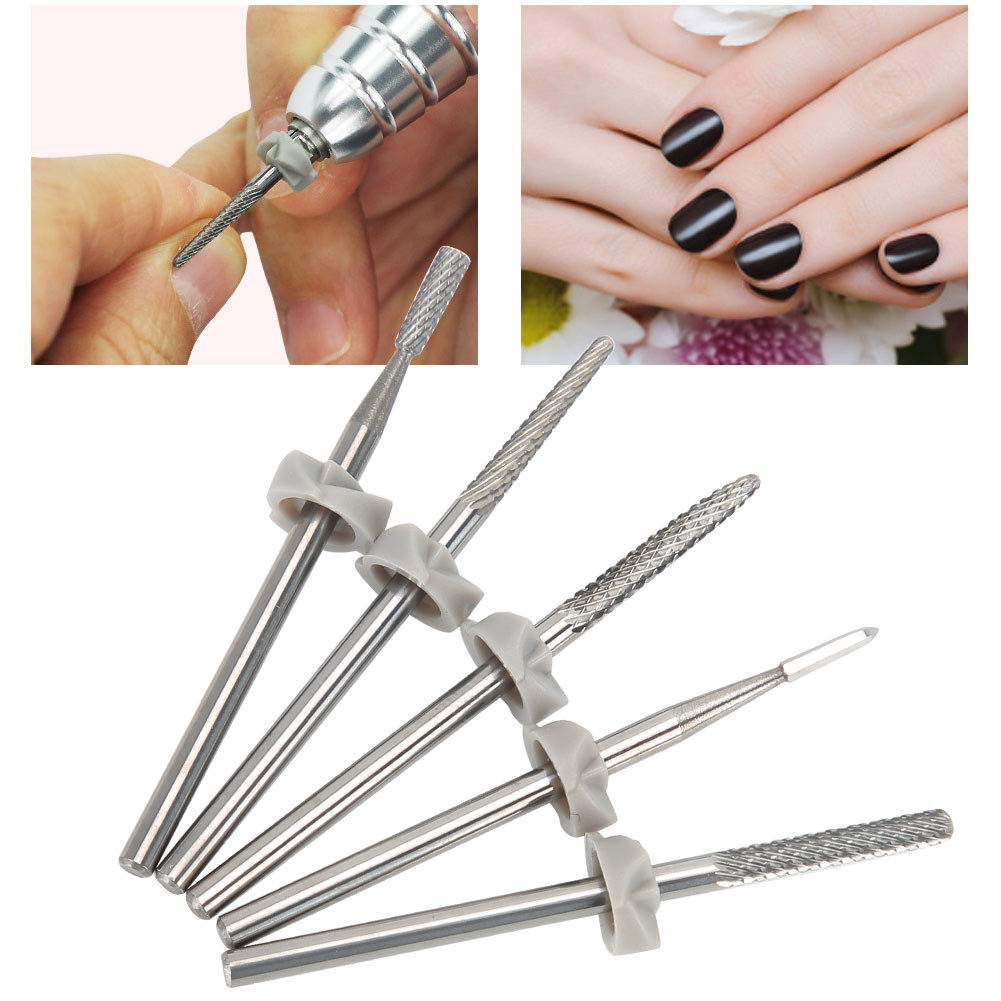 5-Piece Tungsten Steel Nail Drill Bit Set - Professional Manicure & Pedicure Accessories for Dead Skin Removal, Nail Art, and Gel Polish | Perfect for Home Nail Care & Salon Use