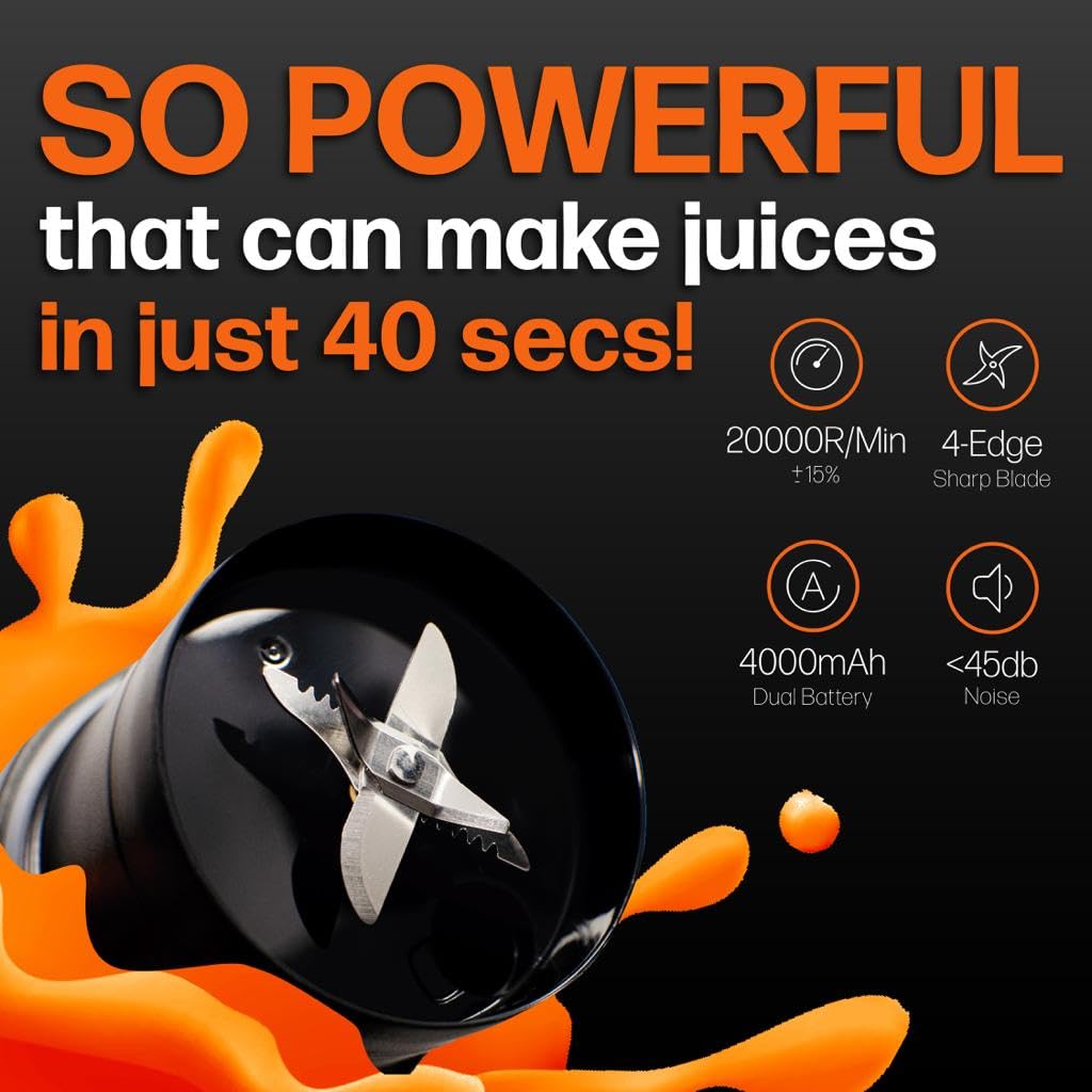 Maika - Portable USB Rechargeable Personal Blender with Type-C, Mini Smoothie Maker for Shakes, Juices & Protein Drinks | Travel, Gym & Home Use | Includes QR Code Health Program Access