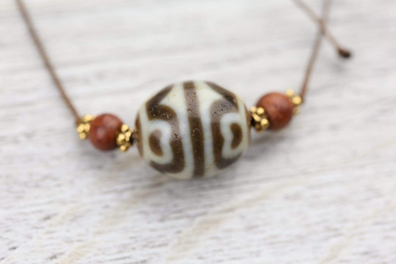 Authentic Tibetan Dzi Bead Necklace - Ancient Goodwill Treasure Vase Design - Spiritual Jewelry for Meditation & Energy Protection | Perfect for Yoga, Buddhist Practices & Unique Gift Giving