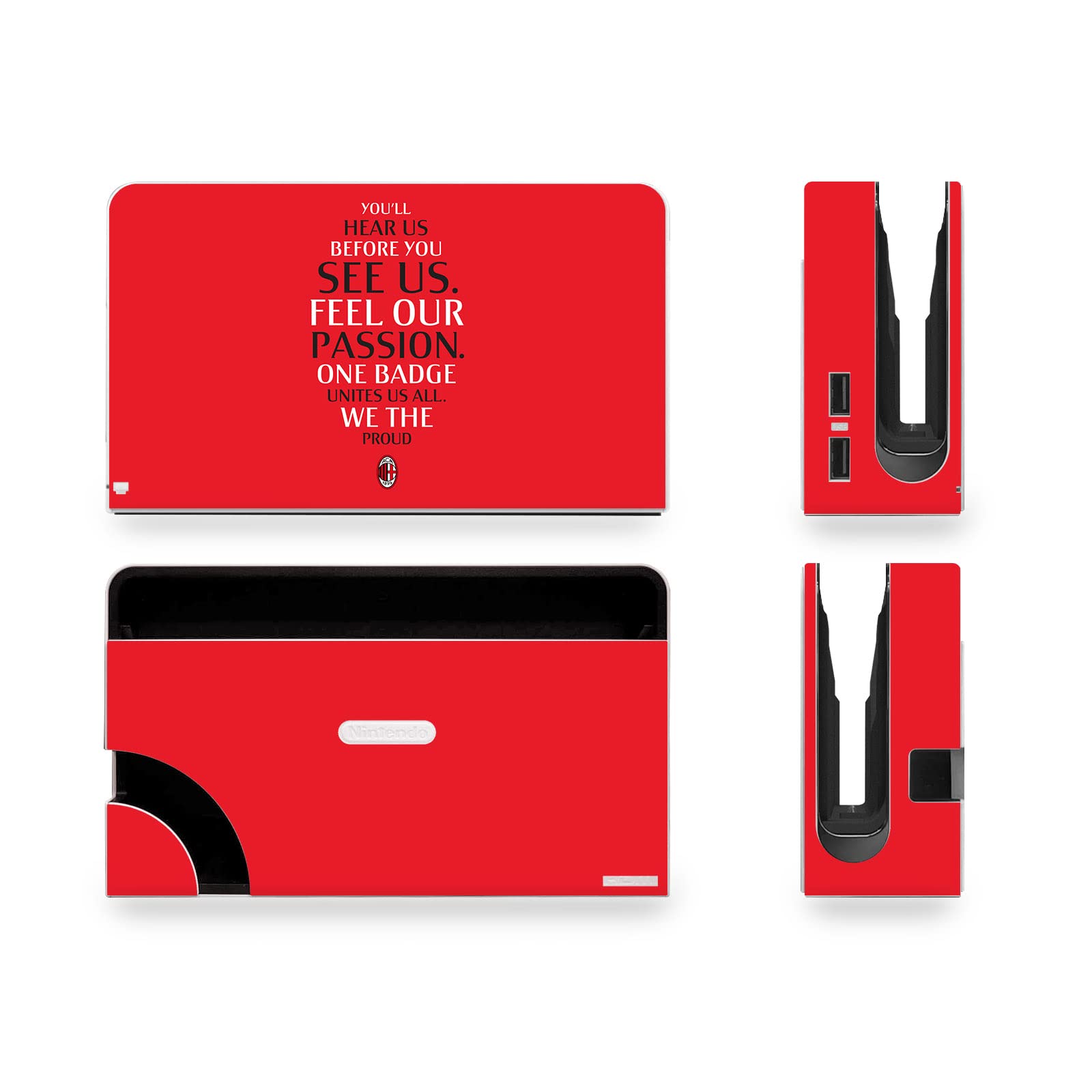 Official AC Milan Typography Art Matte Vinyl Skin Sticker Decal Compatible with Nintendo Switch OLED Bundle - Perfect for Gaming, Customization & Fan Showcase