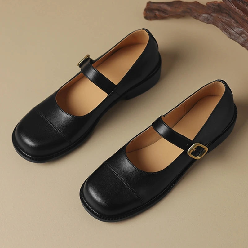 Women's Genuine Leather Loafers - Comfortable Casual Flats for Students & Work | Oxford Style Slip-On Shoes | Extended Sizes 45-48 | Perfect for Office, School & Daily Wear