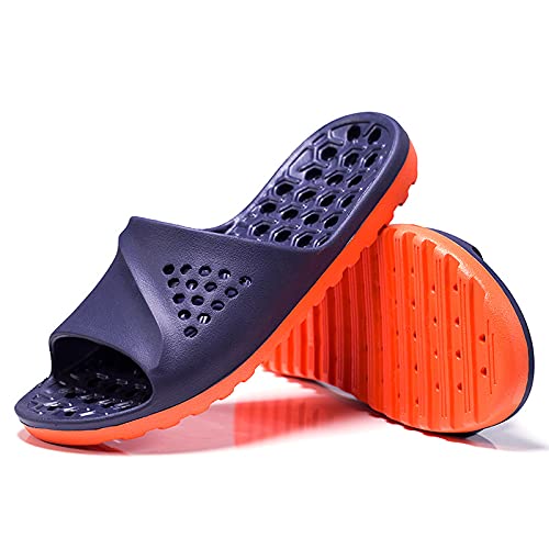 **Shark Slippers for Women & Men - Soft EVA Non-Slip Summer Sandals - Home Massage Slippers, Bathroom Shoes, Beach Water Shoes - Dark Blue & Orange - Size 37-39 (M) - Perfect for Relaxing at Home, Spa Days & Beach Outings**