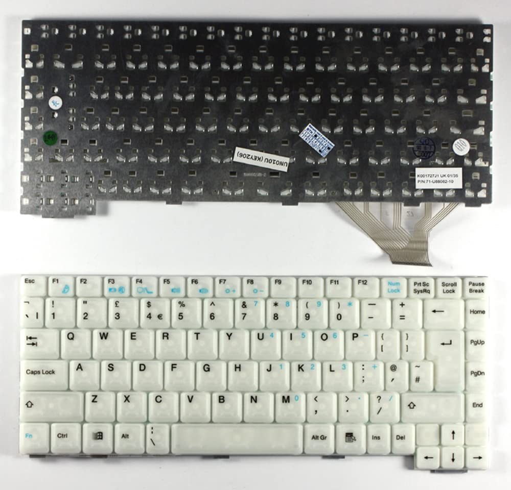 White Replacement Laptop Keyboard UK Layout for TsingHua Tongfang A6500 - Perfect for Typing, Gaming & Office Work