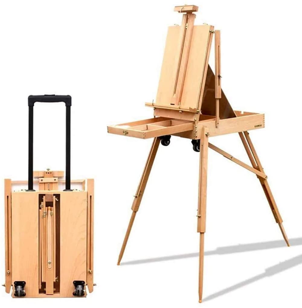 Adjustable Foldable Wooden Tripod Easel Stand with Storage Shelf & Palette - Perfect for Painting, Sketching & Drawing - Ideal for Artists, Students & Hobbyists - Great for Home, Studio & Classroom Use