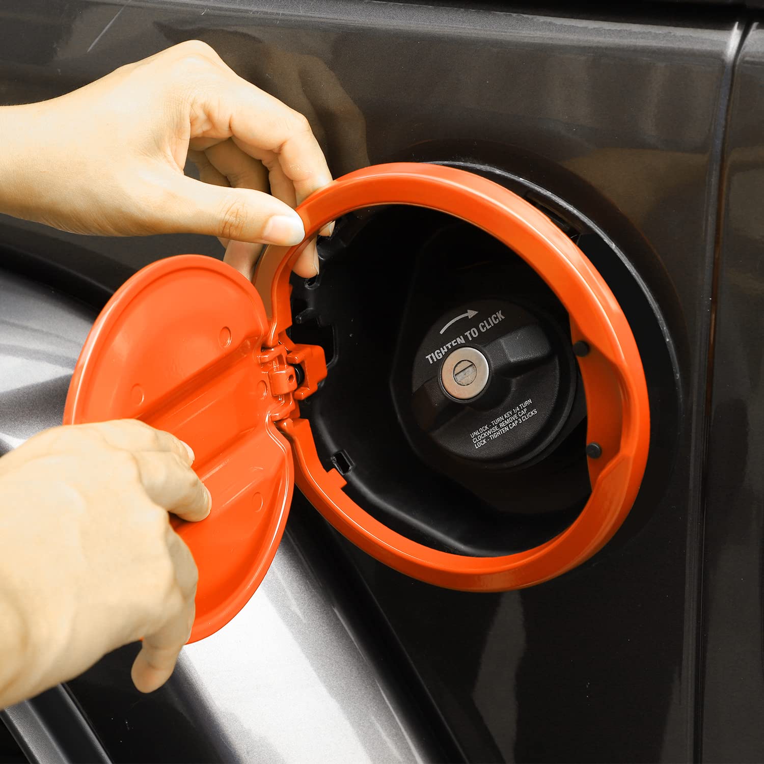 Aluminum Alloy Fuel Tank Cover for 2018-2025 Jeep Wrangler JL (2/4 Door) - Orange Gas Cap Protector | Durable Exterior Accessories for Off-Road & Daily Driving