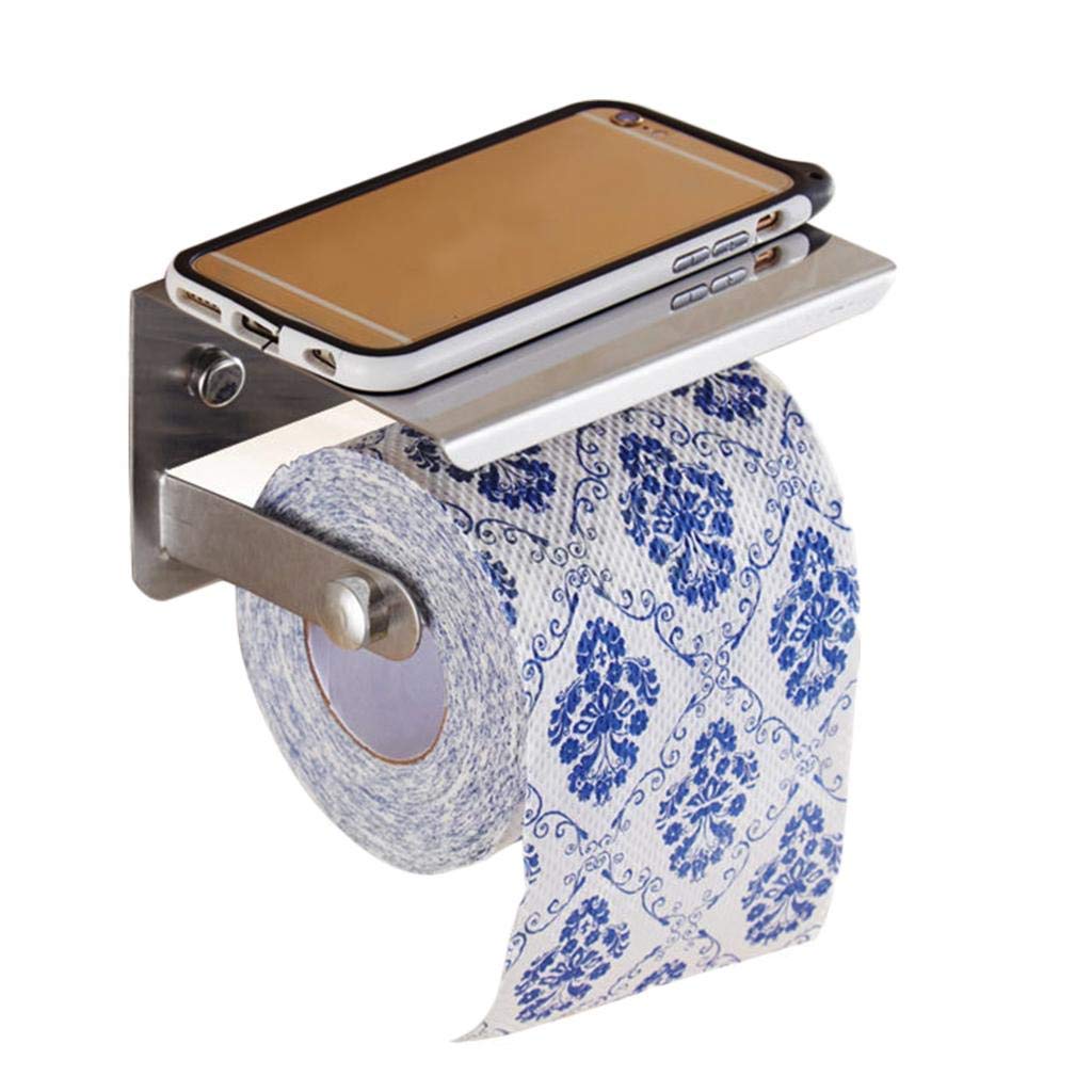 Stainless Steel Toilet Paper Holder with Small Rack - Adjustable Mobile Stand for Bathroom, Kitchen, RV & Office - Rustproof Multipurpose Storage Organizer