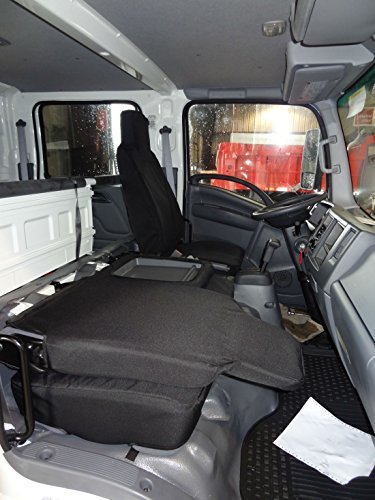 Durafit Seat Covers for 2006-2021 Isuzu NPR - Full Set Car Seat Covers with 40/60 Split Front Bench & Solid Rear Bench - IS2-C1 Black Endura - Perfect for Work Trucks, Delivery Vehicles, and Commercial Use