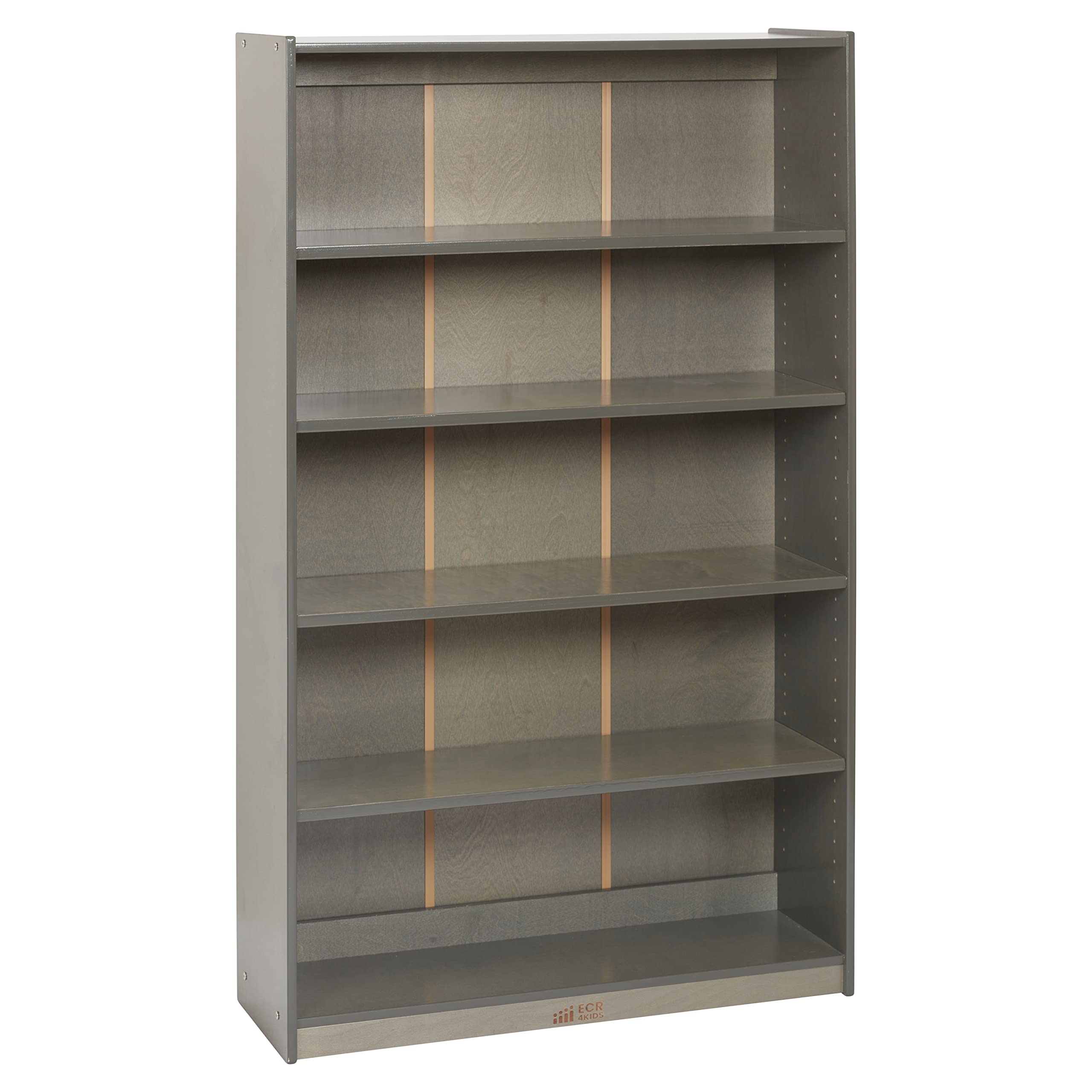 ECR4Kids Classic 60-Inch Bookcase with Adjustable Shelves, Grey Wash Finish - Perfect for Kids' Rooms, Classrooms, and Home Libraries