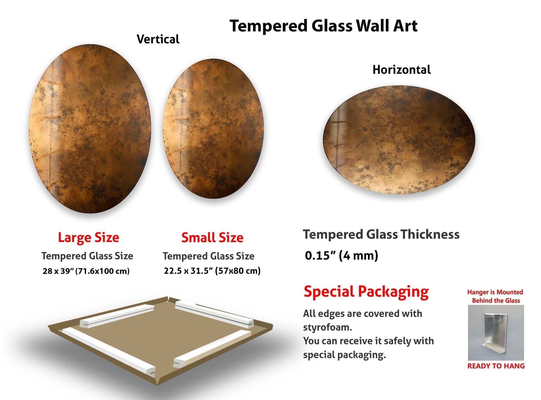 Abstract Bronze Glass Wall Art - Asymmetric Oval Design for Modern Home & Office Decor | Elegant Living Room, Bedroom, or Entryway Statement Piece
