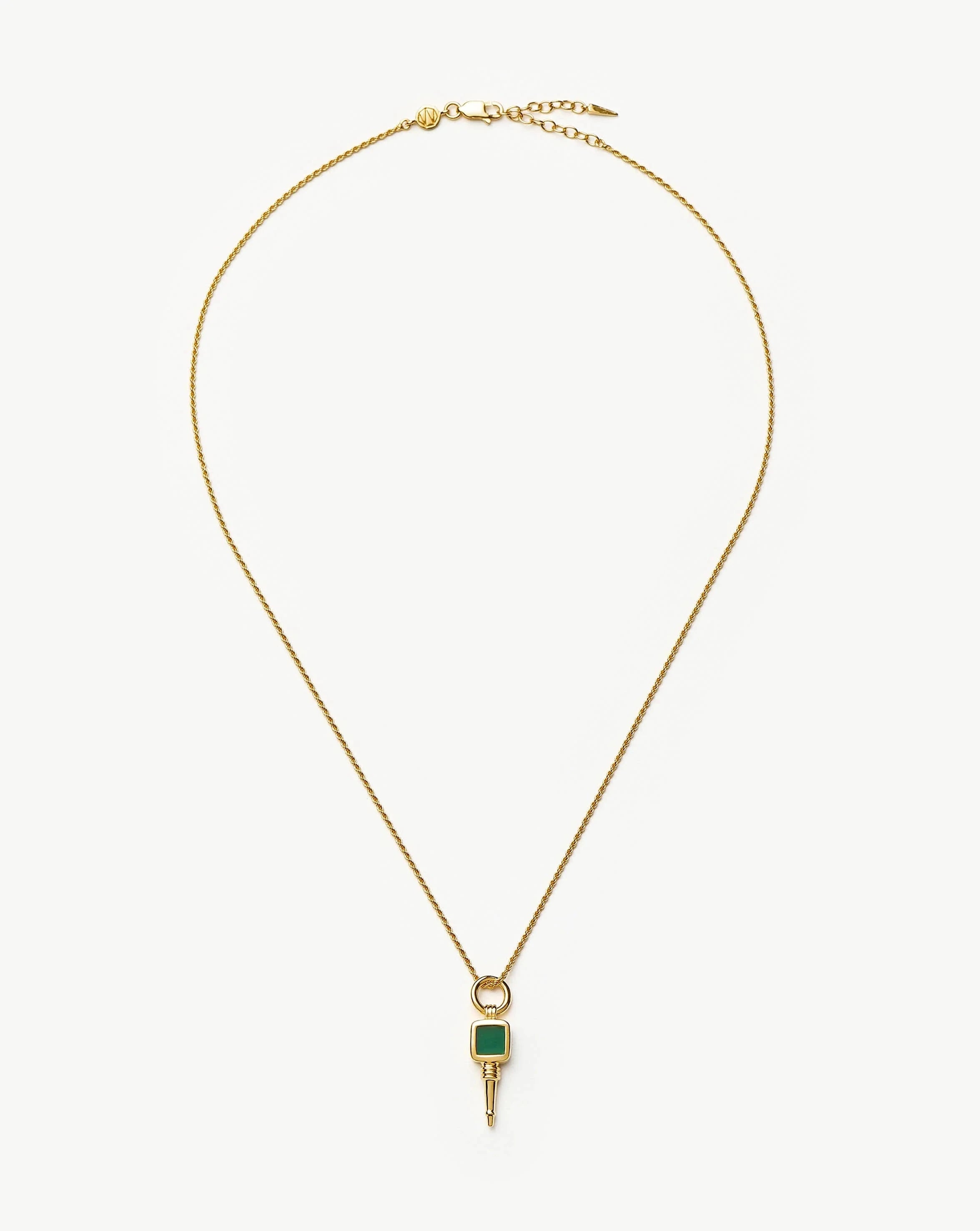 18K Gold Plated Key Pendant Rope Chain Necklace with Black Onyx & Green Onyx | Elegant Jewelry for Women | Perfect for Gifts, Parties, and Everyday Wear