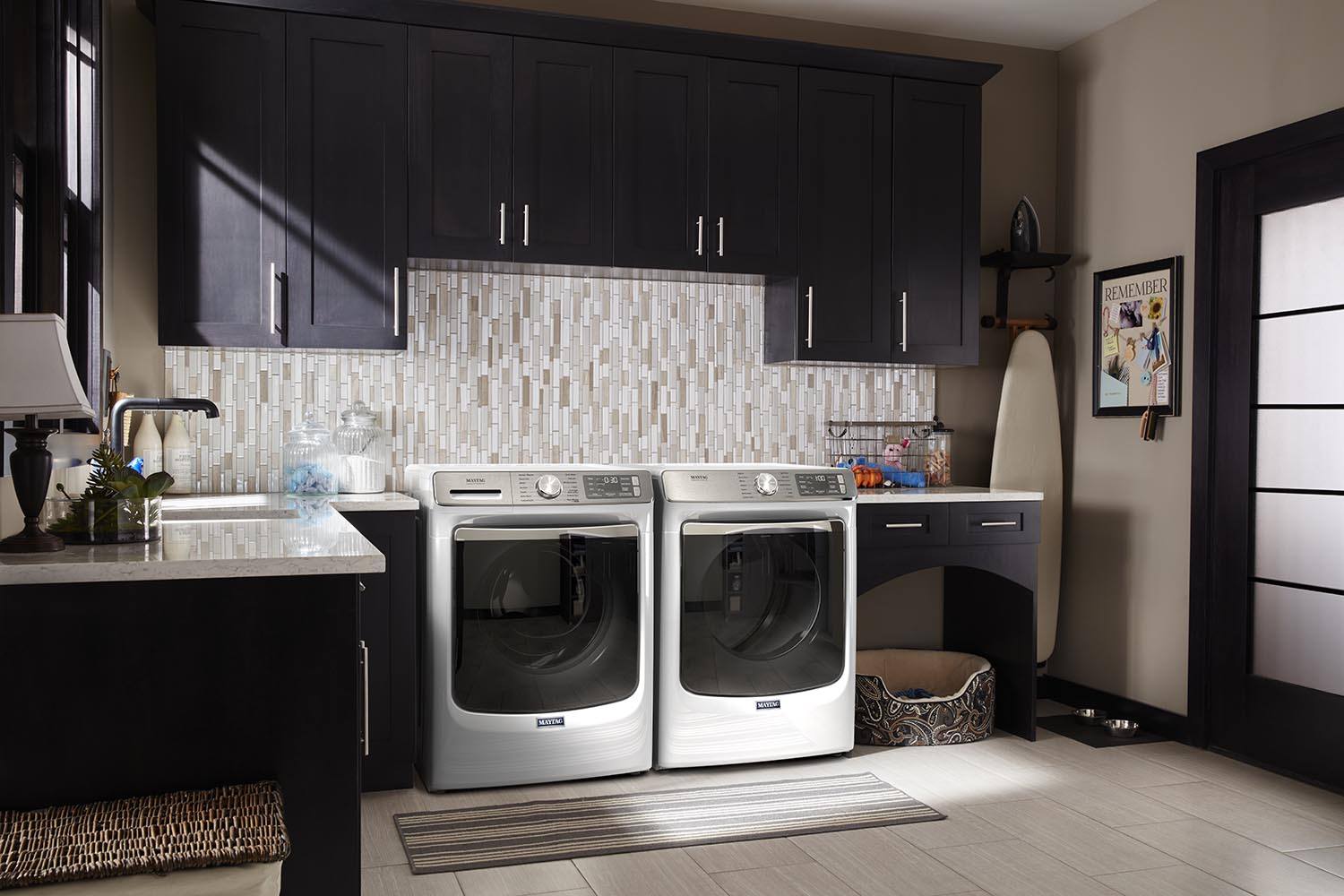 Maytag 5.8 cu. ft. White Front Load Washer & 7.3 cu. ft. Electric Dryer Set (MHW8630HW/YMED8630HW) - Perfect for Large Families & Laundry Rooms