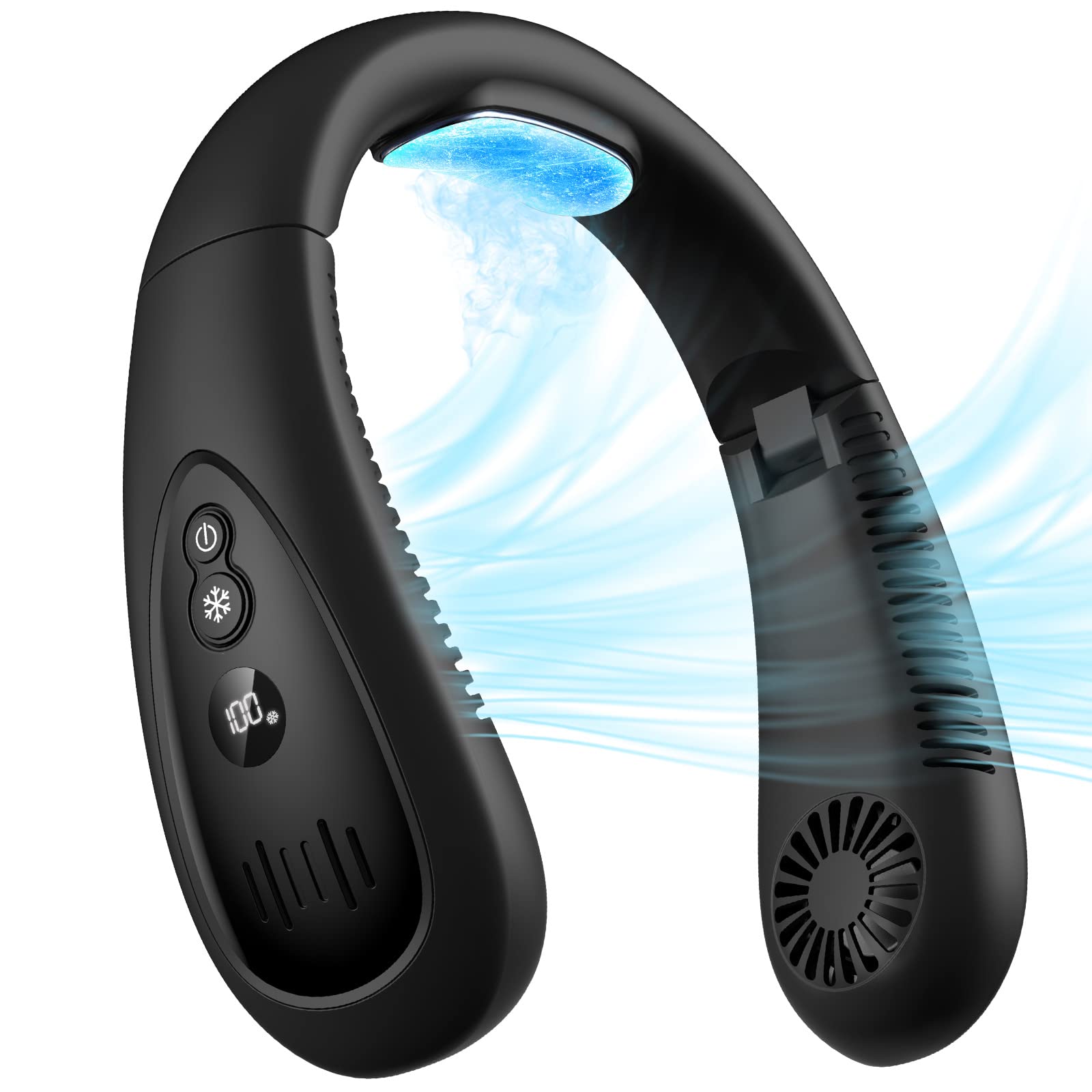 Portable Neck Air Conditioner Fan - 360° Cooling Airflow with Rechargeable 5000mAh Battery, Hands-Free Bladeless Wearable Mini Fan for Men, Women & Kids - Perfect for Home, Office, Outdoor Sports & Travel