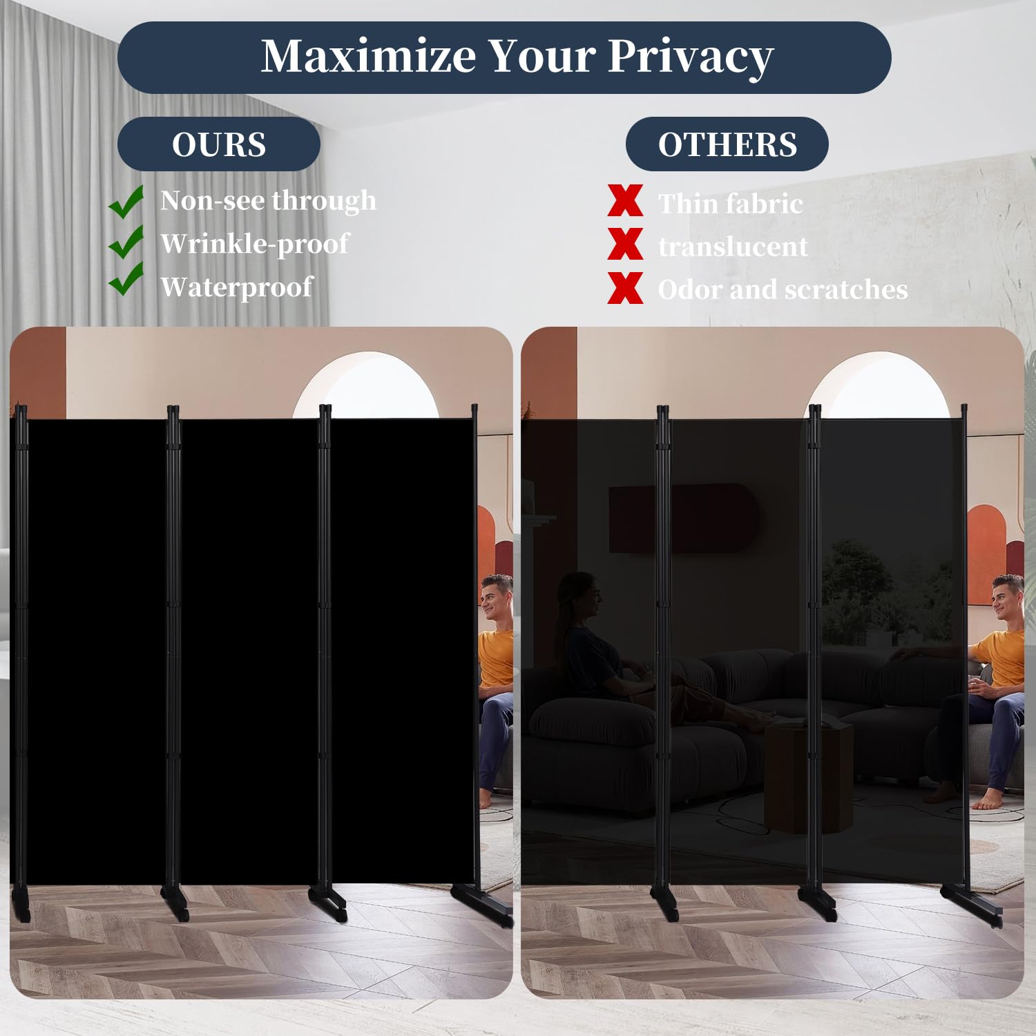Lockable Wheel Room Divider Folding Privacy Screen - 132