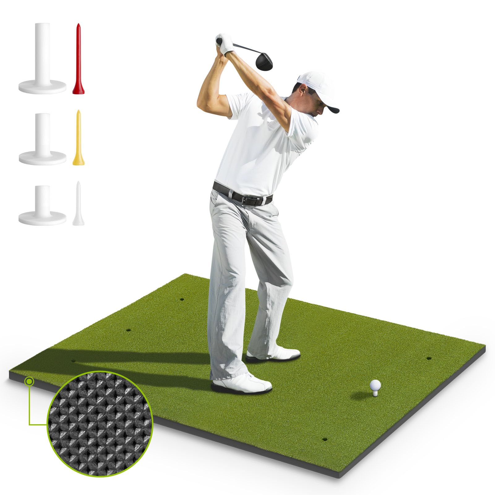 Premium Golf Practice Mat - Thickened Non-Slip Golf Hitting Mat for Indoor & Outdoor Training, Driving & Chipping - Artificial Turf Golf Mat with Durable Base - Perfect Gift for Men & Boys - Ideal for Home, Office, Backyard & Driving Range Practice