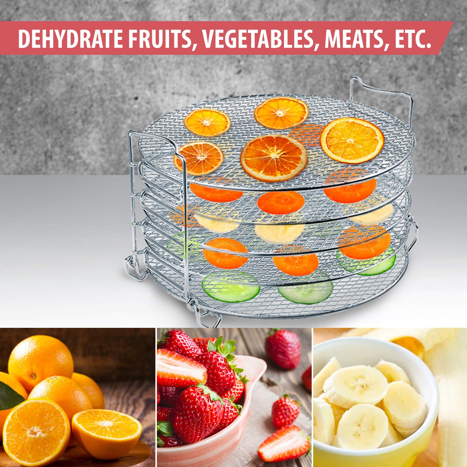 Ninja Foodi Dehydrator Rack Accessories for 6.5 & 8 Quart Pressure Cooker & Air Fryer - 5-Tier Stackable Stainless Steel Cooking Rack for Drying Fruits, Vegetables, and Jerky
