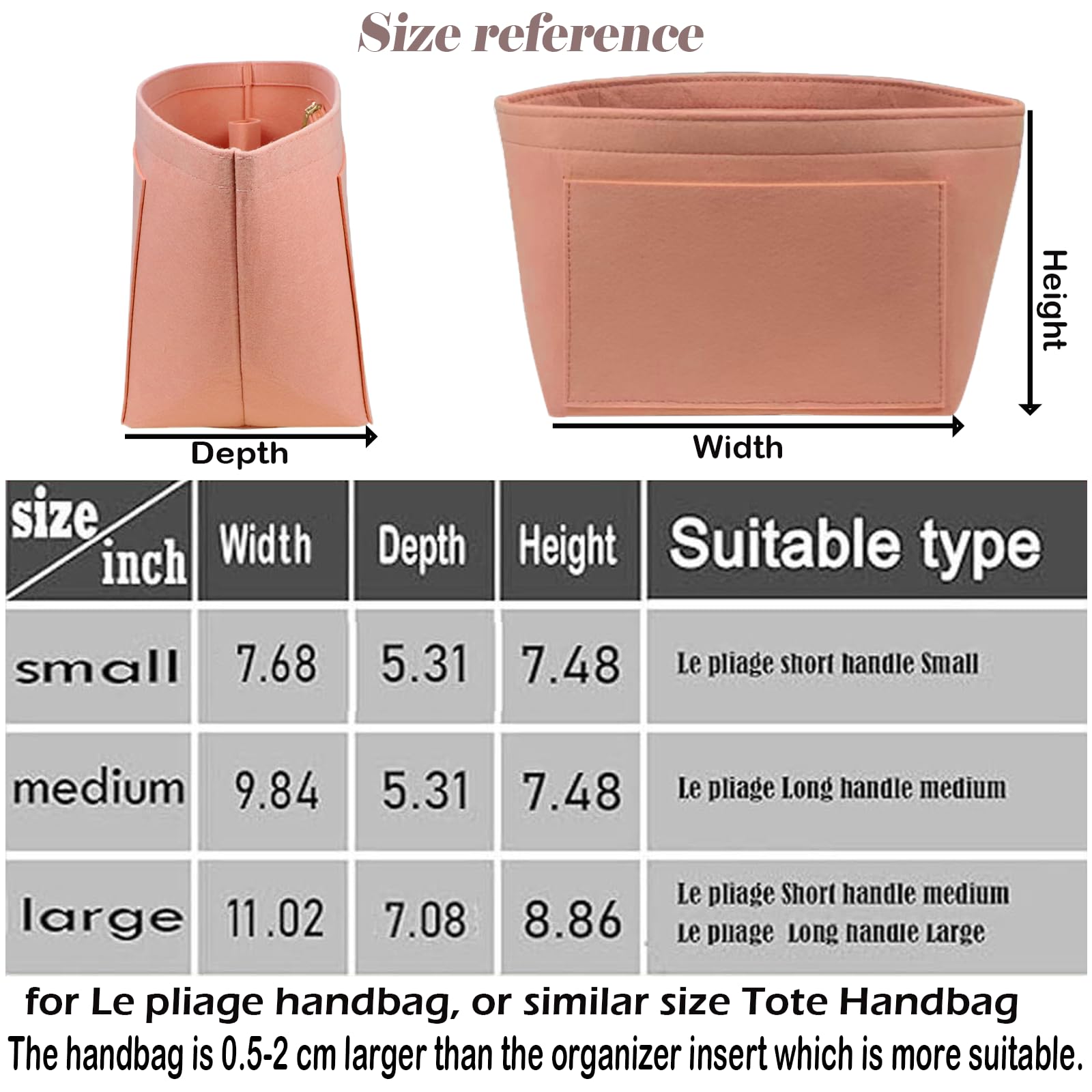 Lckaey Purse Insert Organizer for Longchamp Le Pliage Large Tote - Zippered Bag Organizer with Multiple Pockets (Pink) - Perfect for Travel, Work & Everyday Use