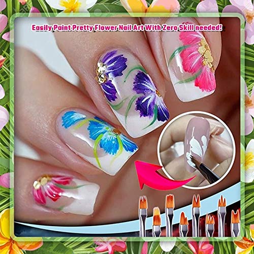 Professional Nail Art Brush Set for Manicure - Various Shapes & Sizes for Drawing Lines, Flowers & Patterns - Pink Nail Painting Tool Kit for Salon & Home DIY Nail Designs