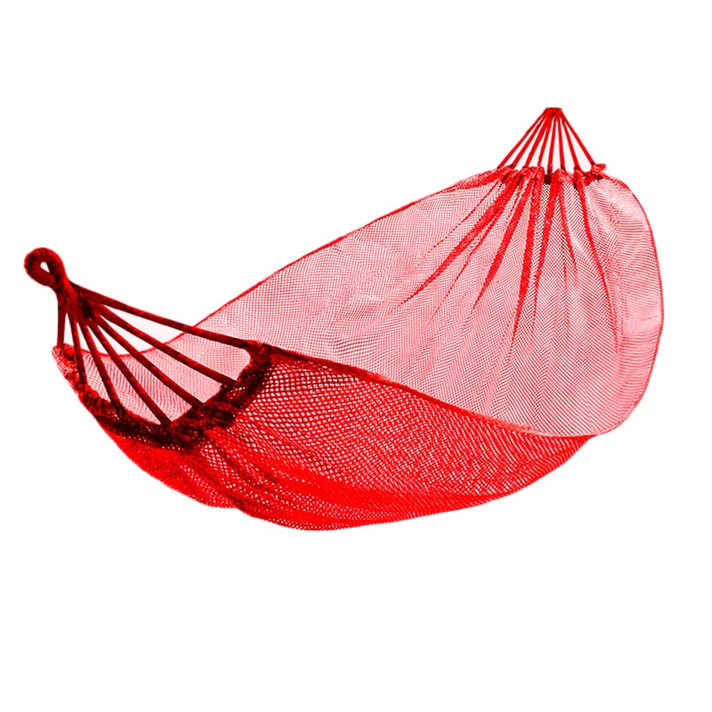 Portable Nylon Ice Silk Camping Hammock - Anti-Rollover Design for Outdoor, Indoor, Patio & Backyard Use | Lightweight Travel Hammock for Camping, Hiking & Relaxation (Red, Without Crescent Sticks)