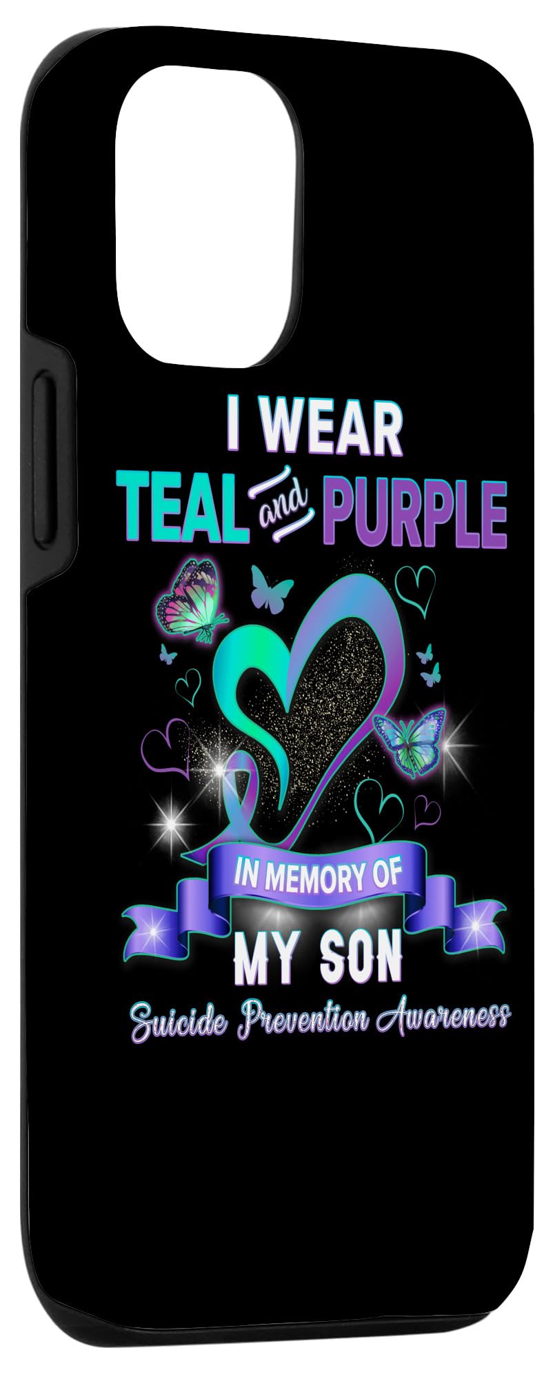 iPhone 12/12 Pro Suicide Prevention Awareness Case - I Wear Teal & Purple for My Son - Protective Phone Cover for Mental Health Support & Daily Use