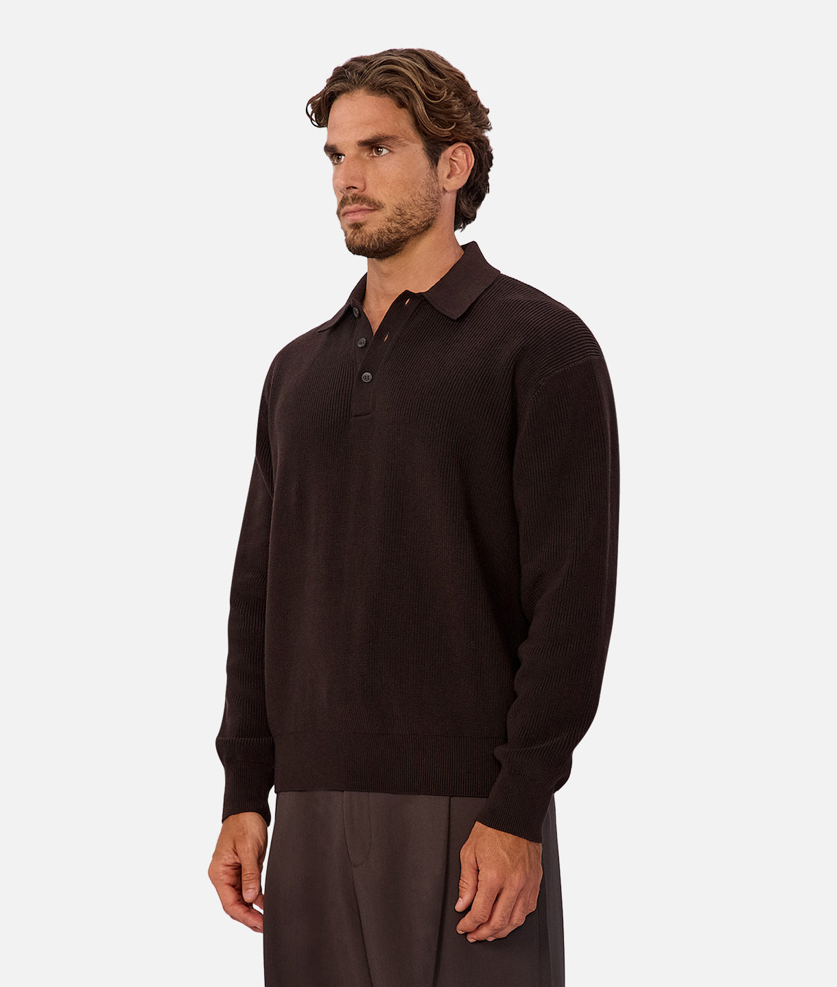 Premium Hamilton Knitted Polo Shirt for Men - Soft Breathable Cotton Blend, Classic Espresso Brown - Perfect for Business Casual, Office Wear & Smart Outfits