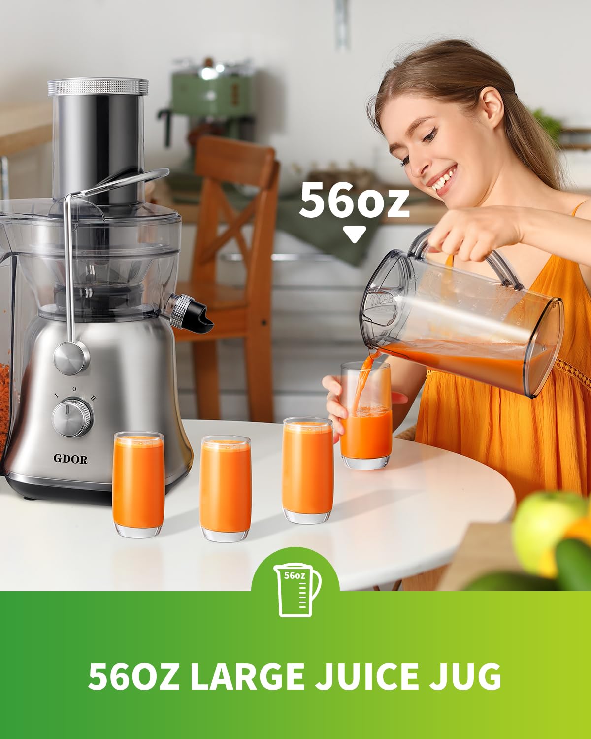 GDOR 1300W High-Power Centrifugal Juicer with 3.4