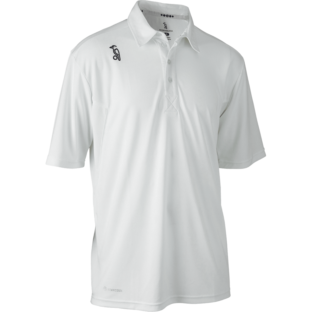 Kookaburra Player Short Sleeve White Cricket Shirt - Breathable Performance Jersey for Cricket Matches & Training