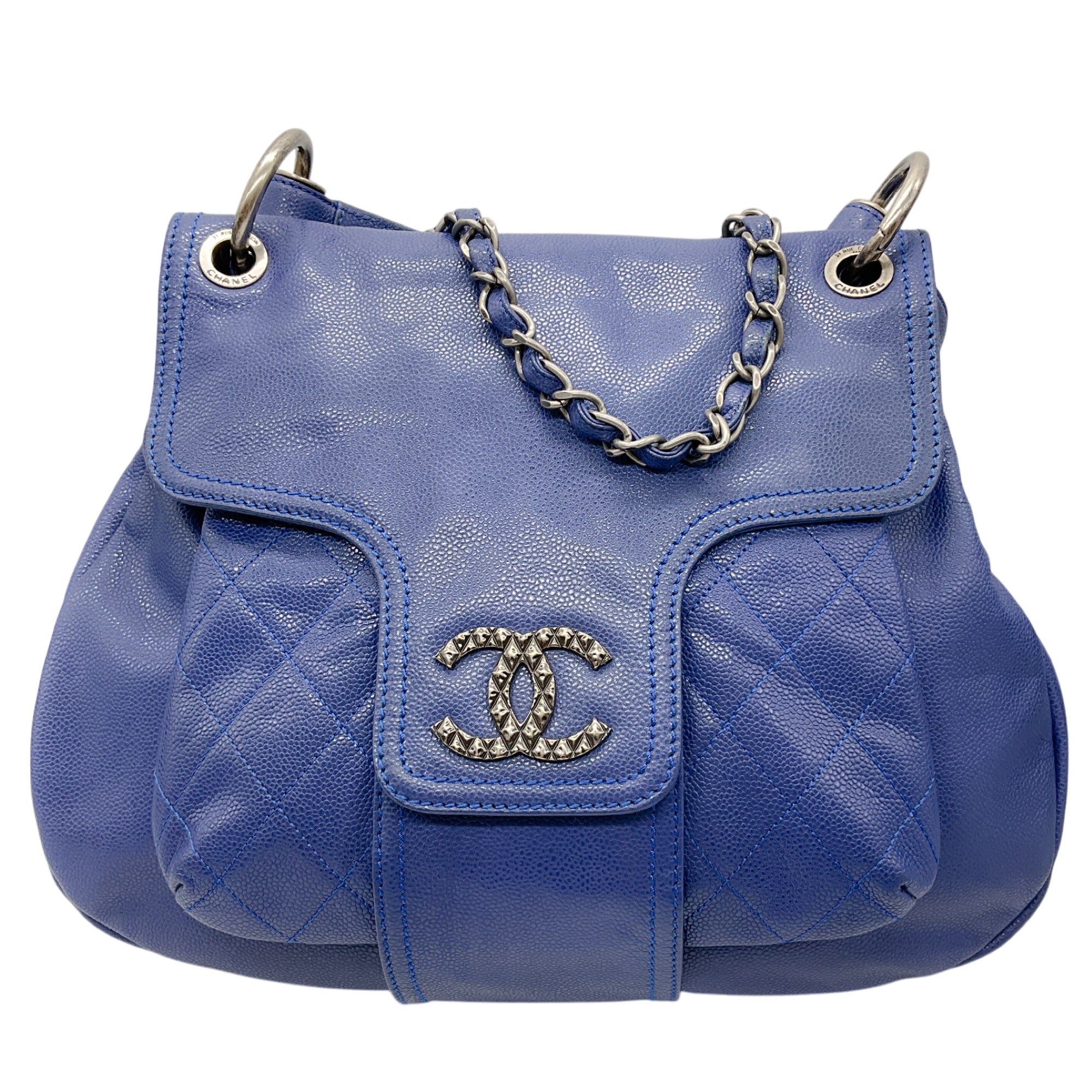 Chanel Blue Glazed Caviar 31 Rue Cambon Coco Rider Hobo Bag - Luxury Designer Handbag for Women | Perfect for Work, Travel & Evening Events