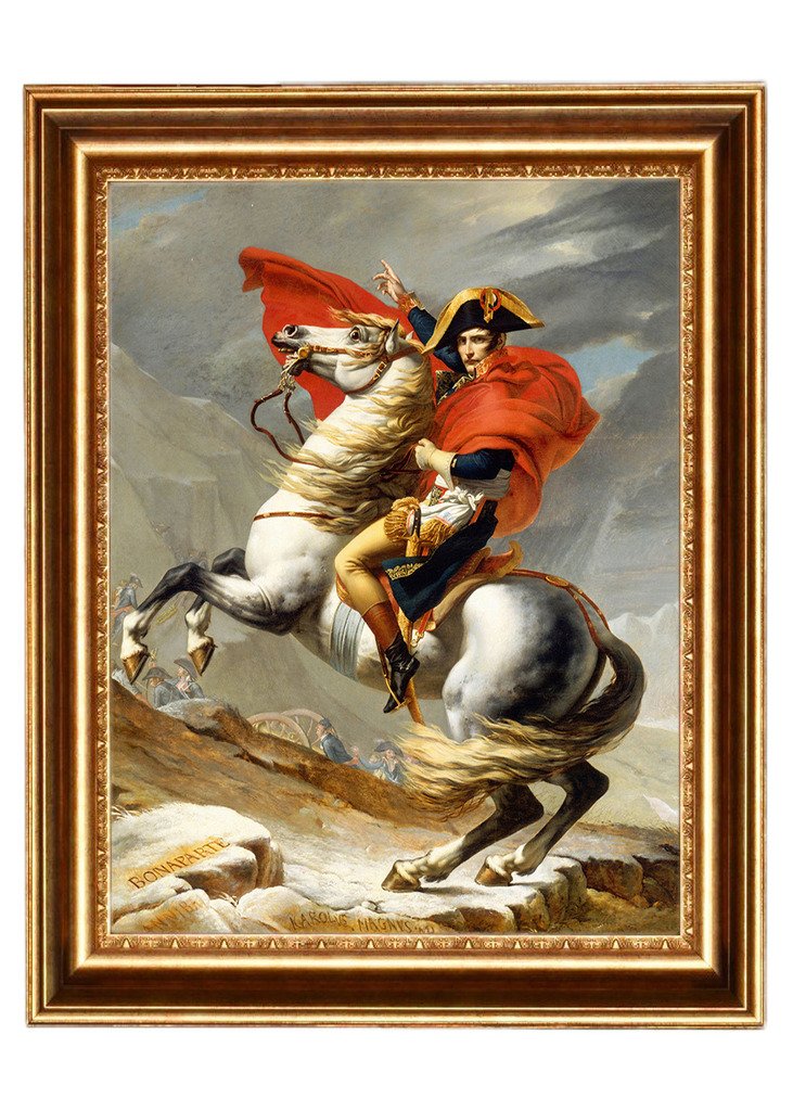 ELITEART Napoleon Crossing the Alps by Jacques-Louis David - Premium Oil Painting Reproduction Giclee Wall Art, Framed Canvas Print 28x35 Inches - Perfect for Living Room, Office Decor & Art Collectors