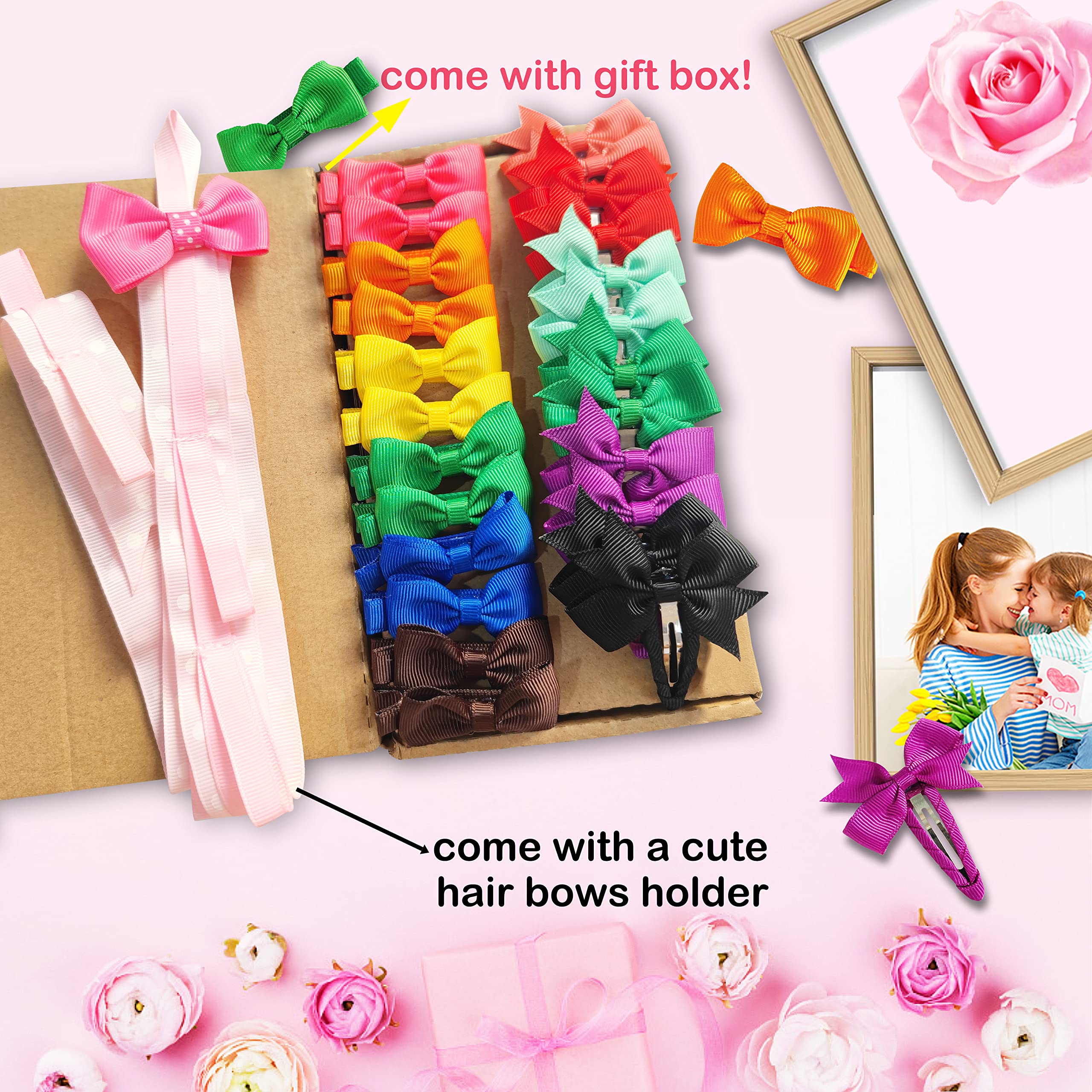 24PCS Baby Hair Bows with Alligator Clips - Cute Hair Accessories for Girls, Kids, Teens & Women | Perfect for Parties, School, Weddings & Daily Styling