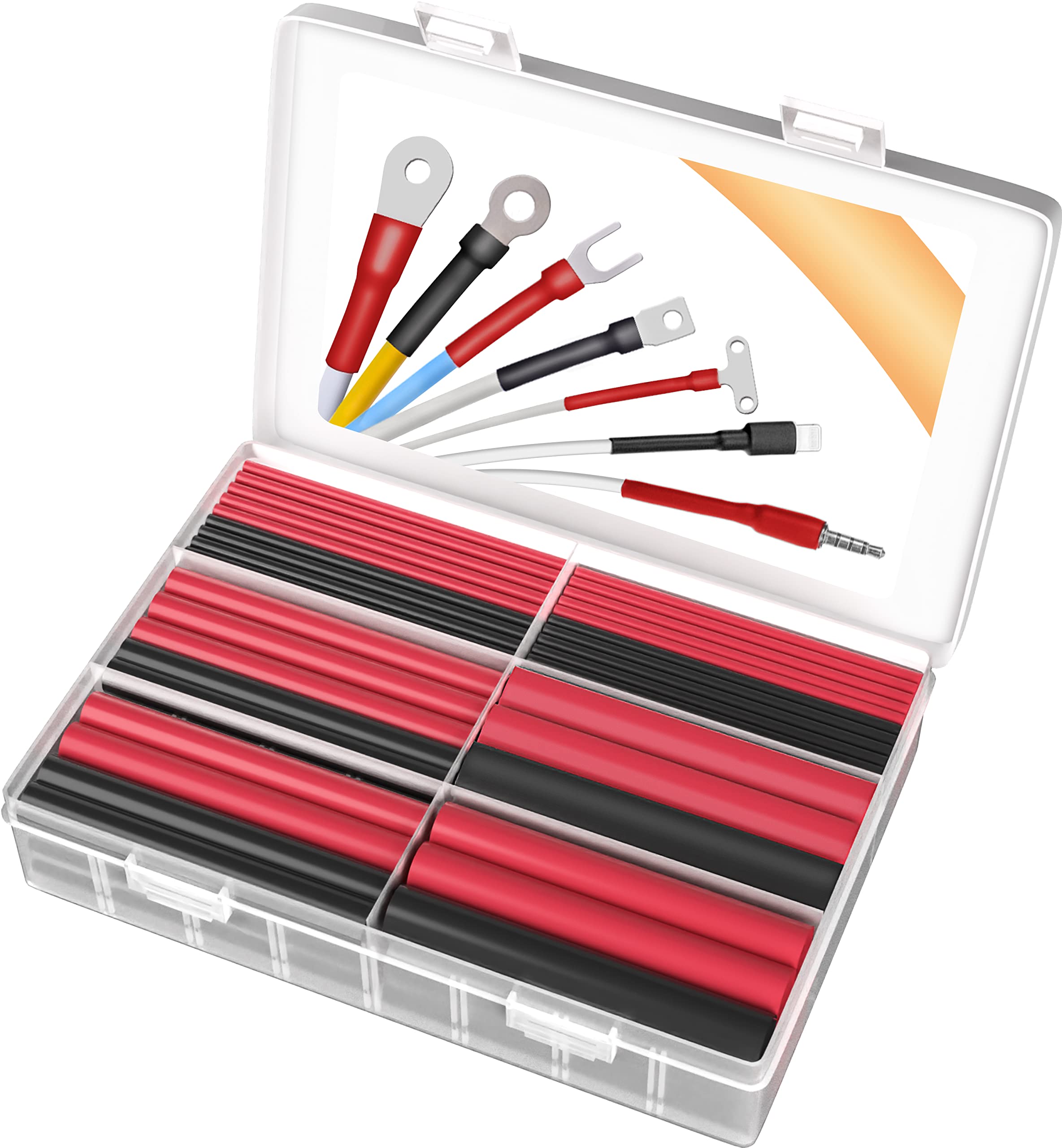 140Pcs Waterproof Heat Shrink Tubing Kit - 3:1 Marine Grade Adhesive Lined Wire Shrink Wrap (Black & Red) for Electrical Wiring, Automotive, Marine & DIY Projects - Durable Insulation for Wires & Cables