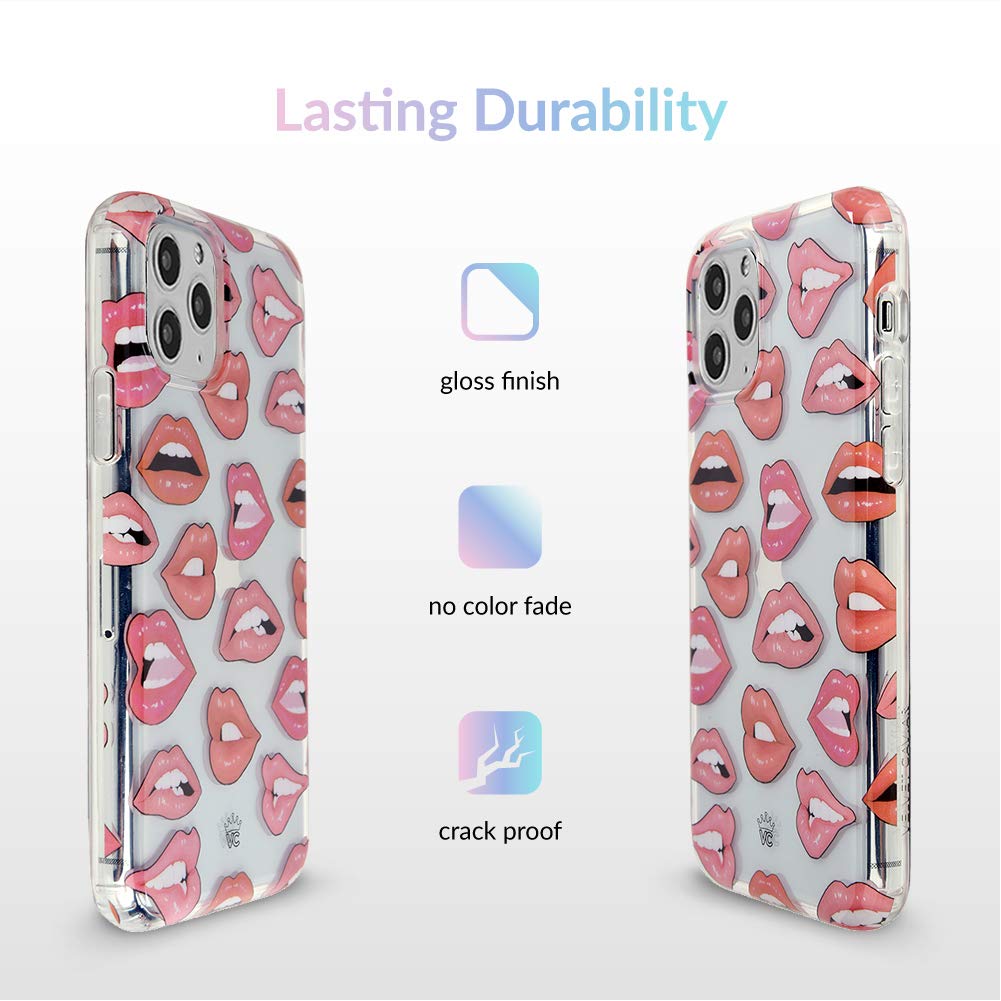 Velvet Caviar iPhone 11 Pro Max Case - Cute Clear Protective Phone Cover with Lip Design for Women & Girls | Trendy Pink Nude Lips Case for Everyday Use, Work & School