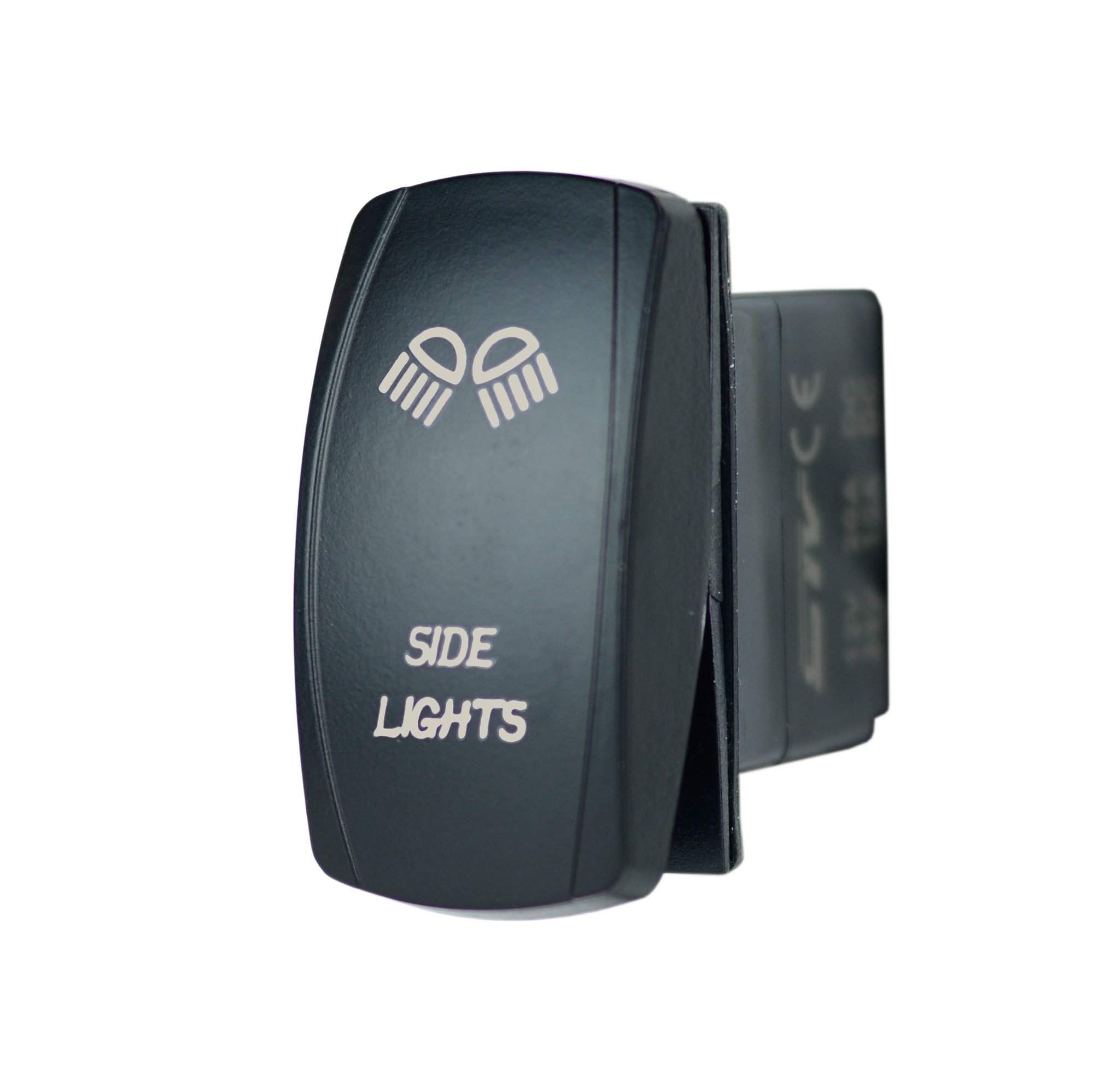 STV Motorsports 20A 12V Laser Backlit White Rocker Switch with LED Side Lights - On/Off Toggle for Car, Boat, RV & Off-Road Vehicles - Perfect for Dashboard, Control Panel & Custom Automotive Lighting