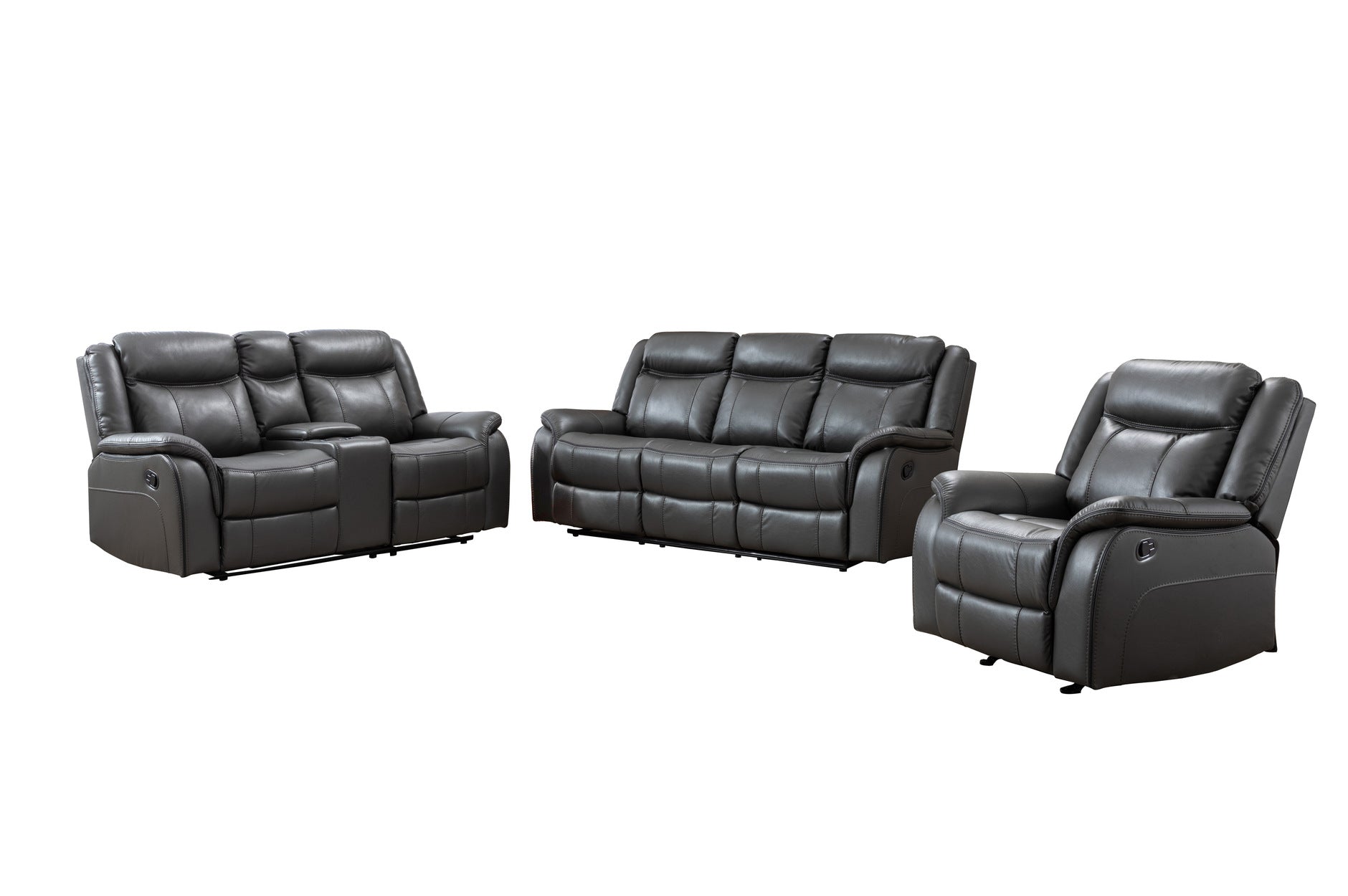Paxton Grey Reclining Living Room Set - 3-Piece Sofa and Loveseat with Power Recline - Perfect for Family Movie Nights and Relaxation