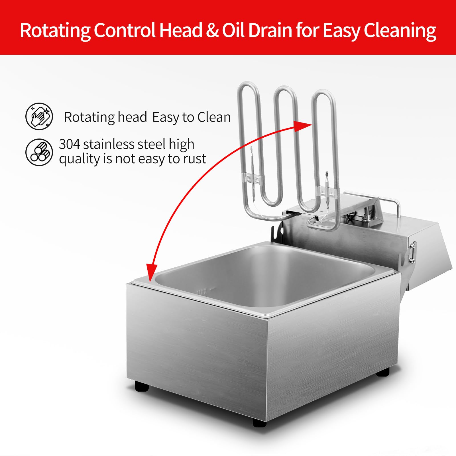Commercial Electric Deep Fryer 10L (10.5QT) Stainless Steel Single Tank with Basket - 1700W Countertop Deep Fryer for Restaurant & Home Use - Perfect for Frying Chicken, Fish, Fries & Donuts