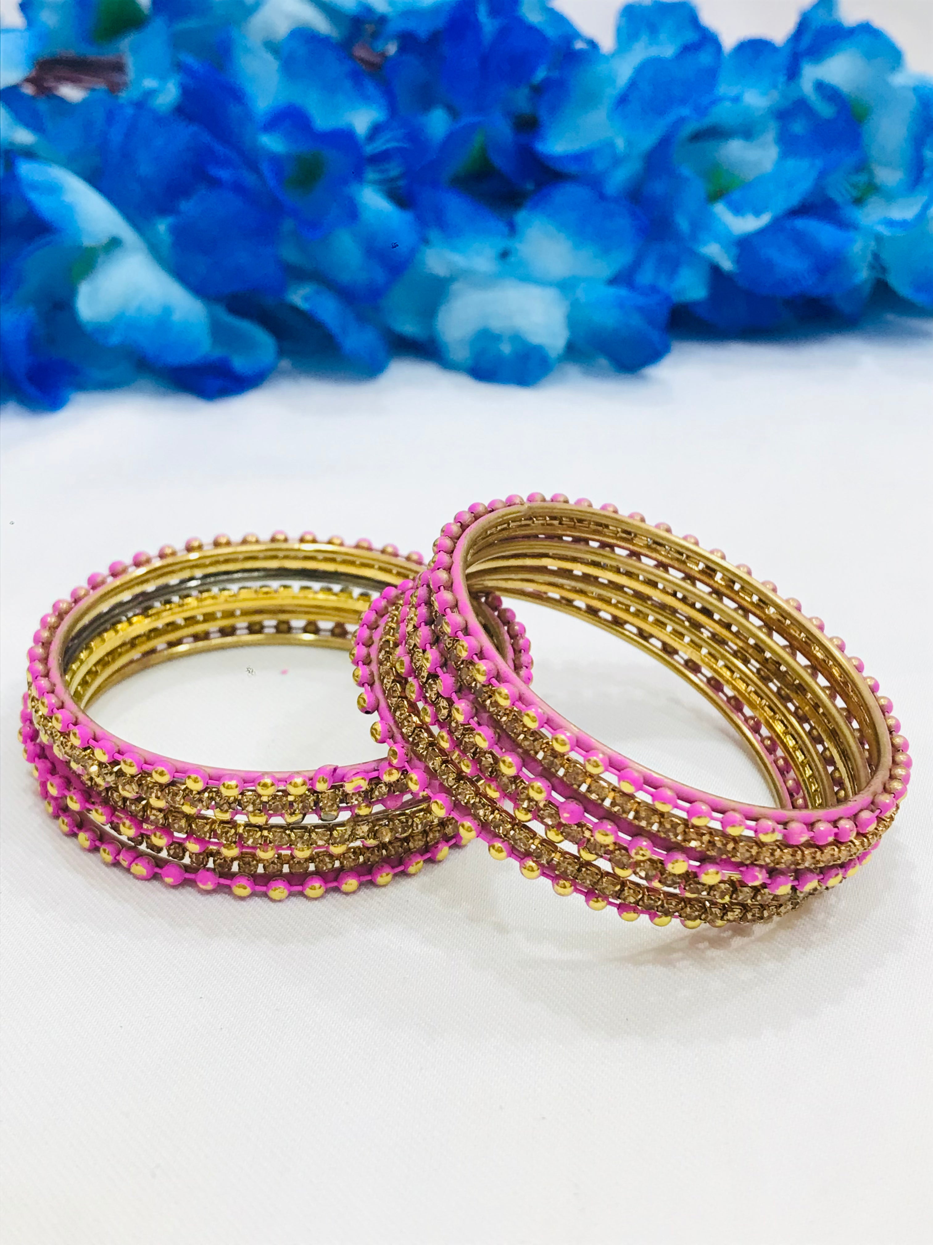 Stylish Pink Dot Metal Bangles for Women & Girls - Trendy Fashion Jewelry for Parties, Gifts & Everyday Wear