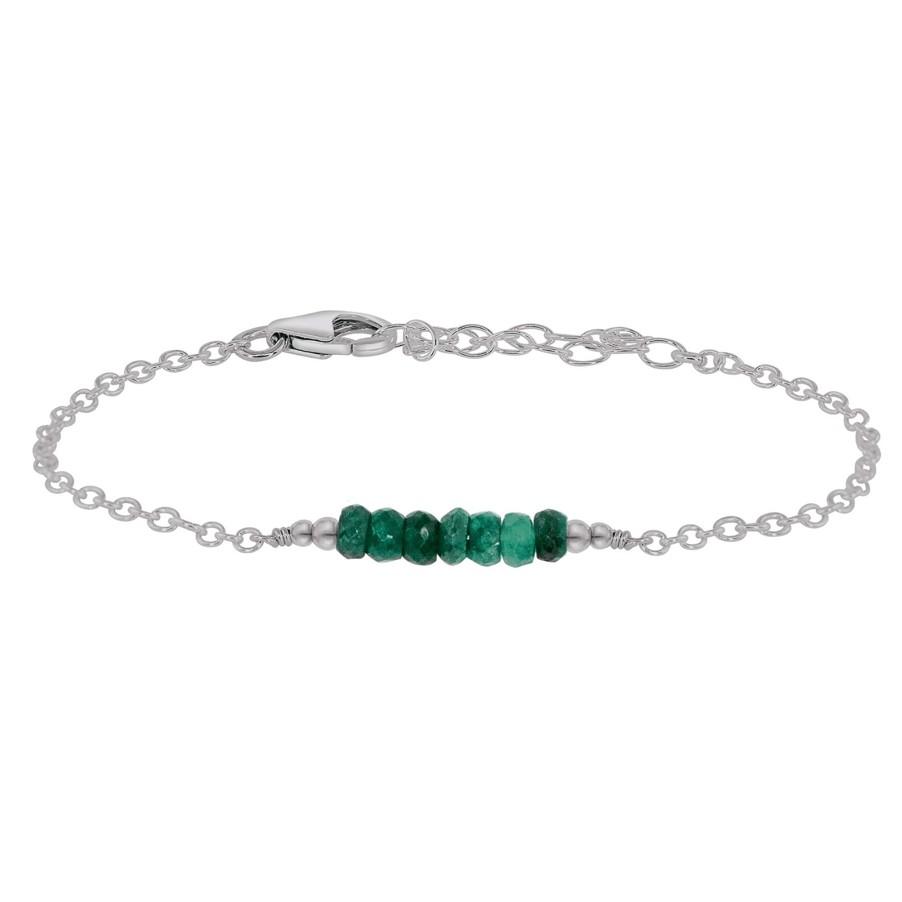 Sparkling Green Emerald Gemstone Faceted Bead Bar Bracelet for Women - Elegant Handmade Jewelry for Party, Wedding & Special Occasions