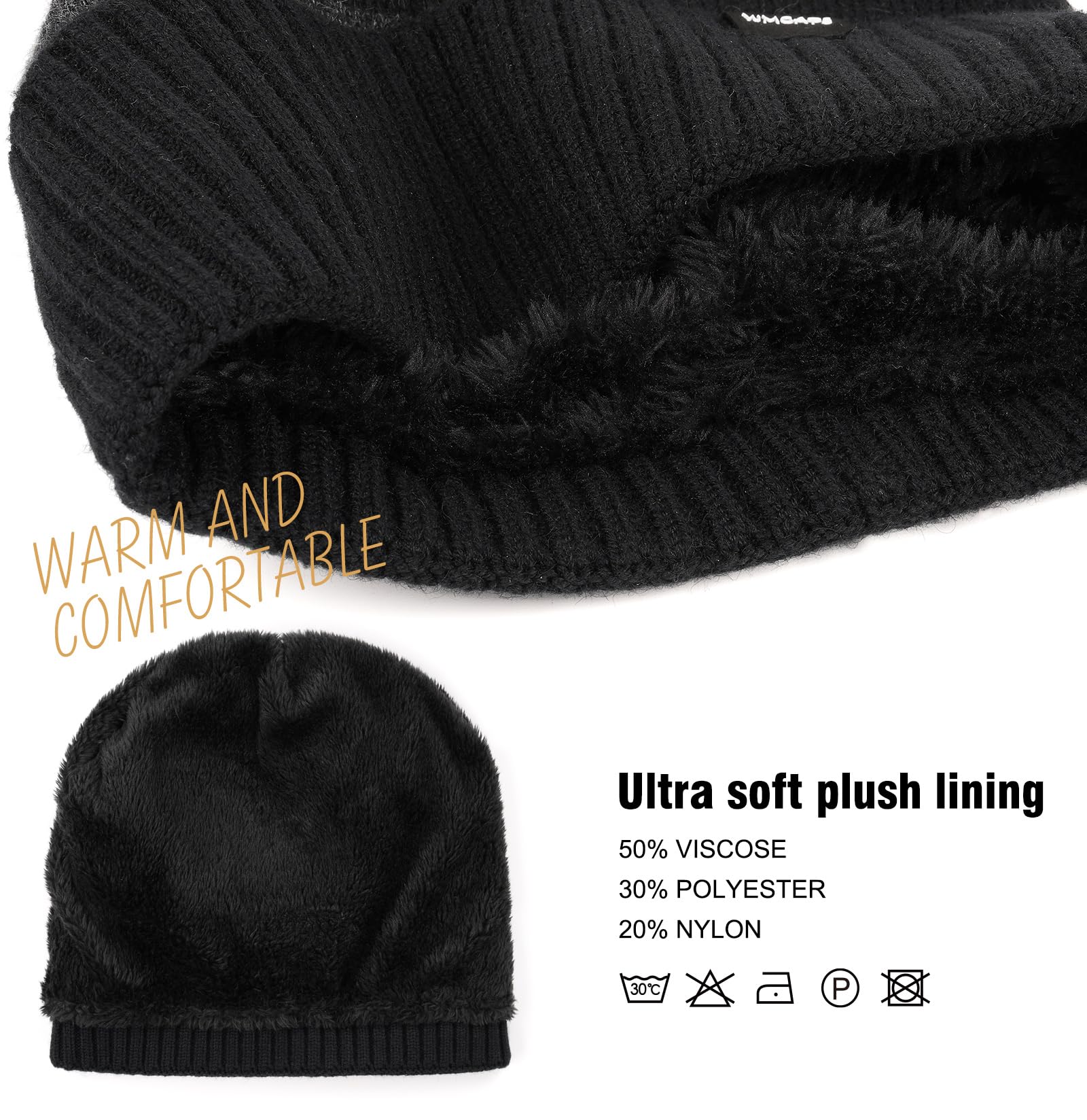 Warm Fleece-Lined Winter Beanie Hat for Men & Women - Soft Knitted Ski Cap for Cold Weather - Perfect for Skiing, Snowboarding & Outdoor Activities